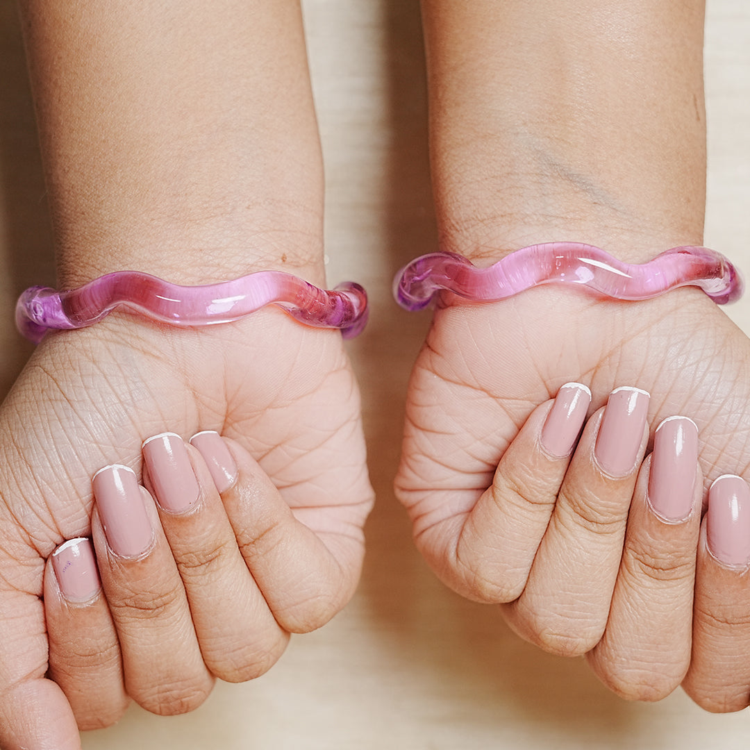 Zig-Zag Glass Kada Bangle, Glossy Finish for women and girls (Pack of 2 Kada)