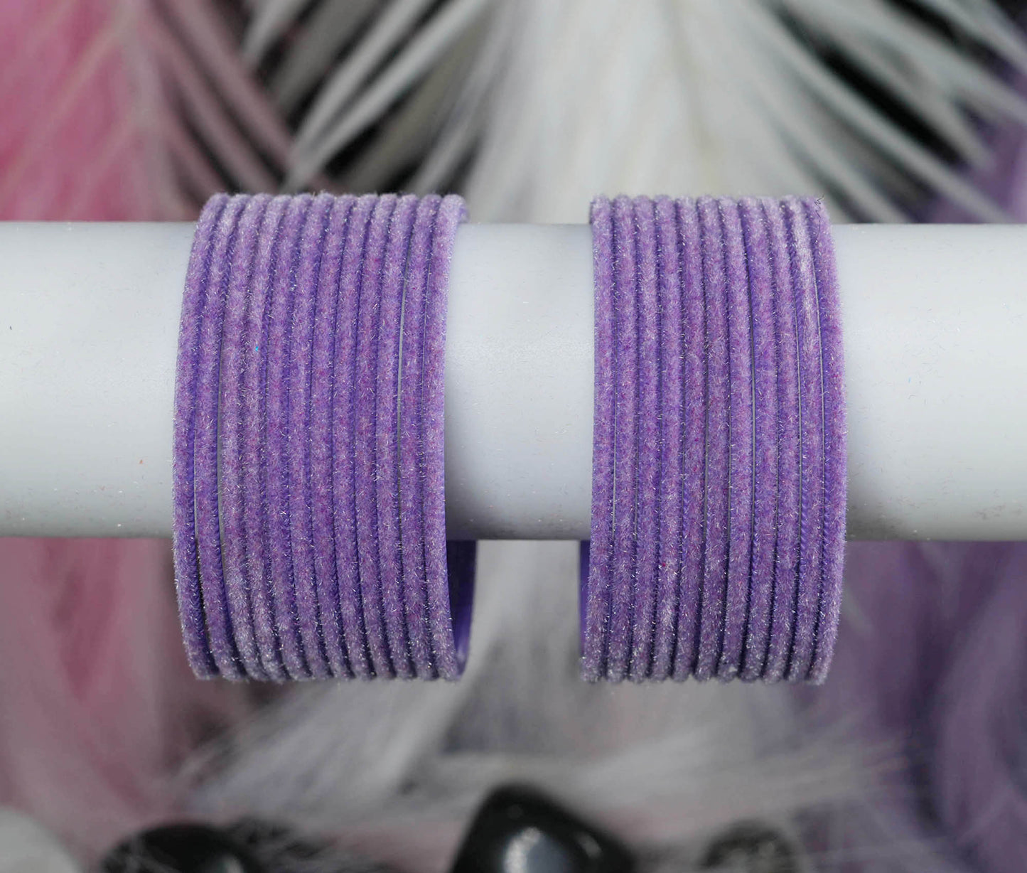 Purple Velvet Metal Bangles for Women & Girls (Pack of 24)