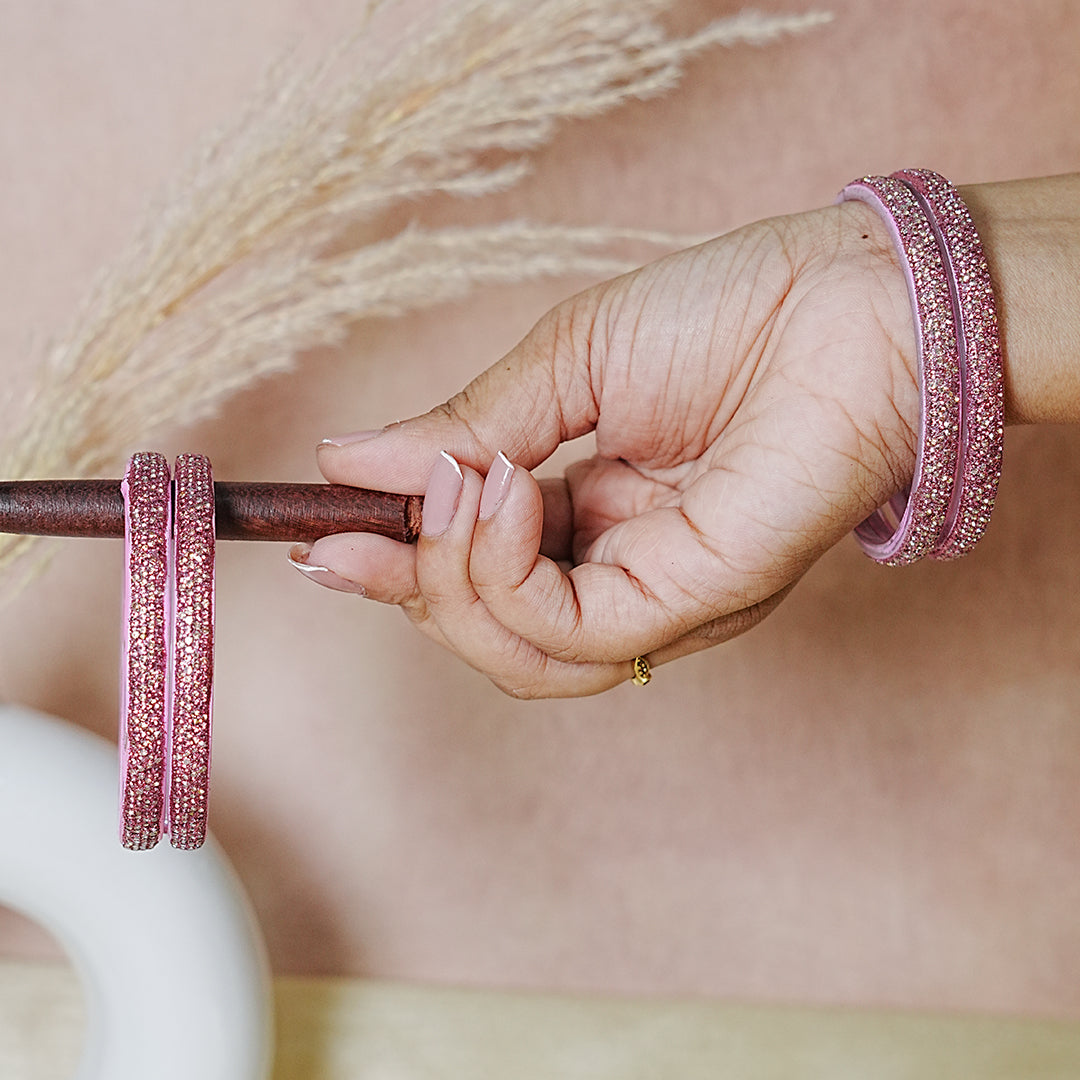 Handmade Beaded Work Glass Kada Bangles for Women & Girls (Pack of 4 Kada)