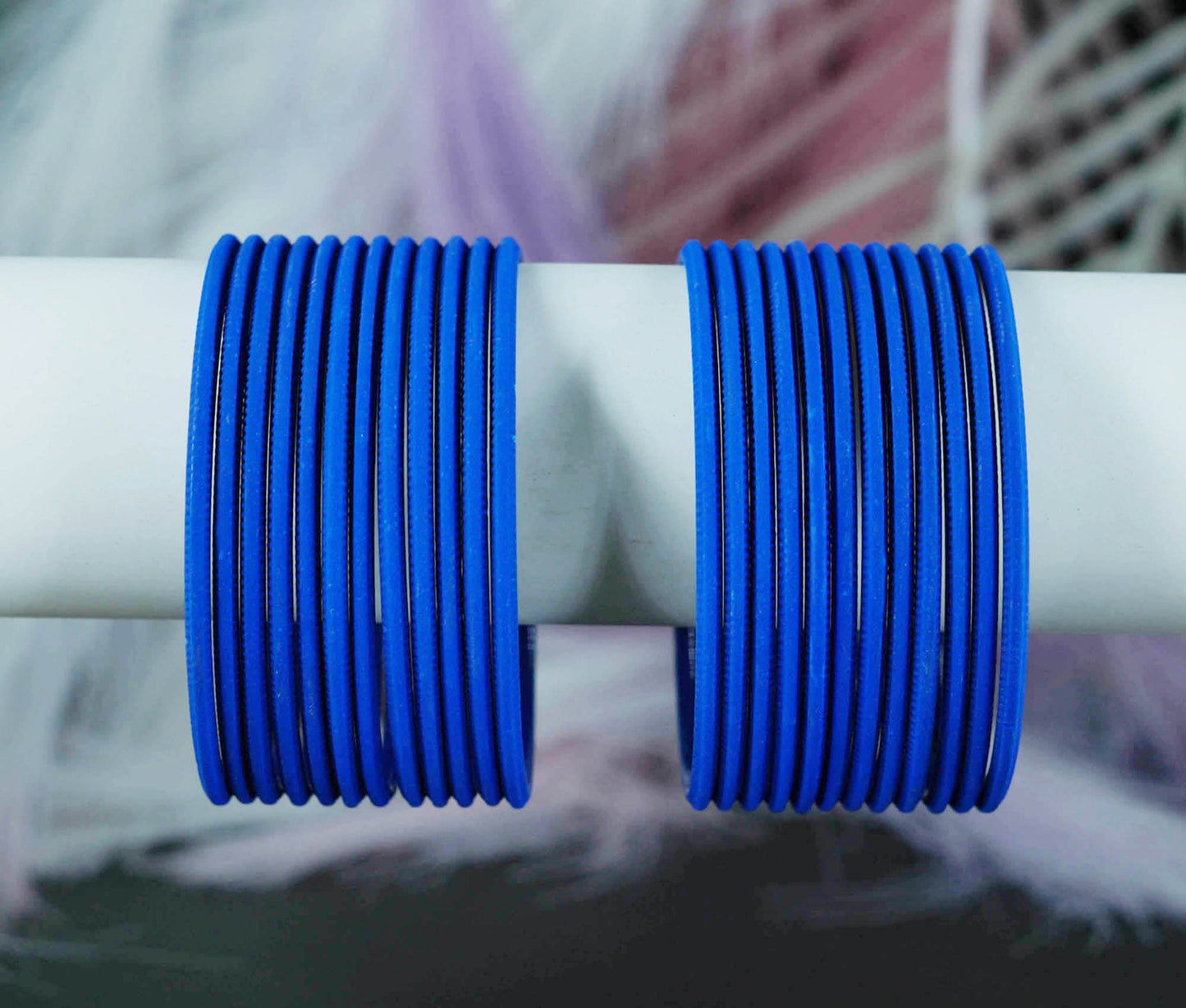 Royal Blue Blue Color Plain Matte Metal Bangles for Women & Girls (Pack of 24)