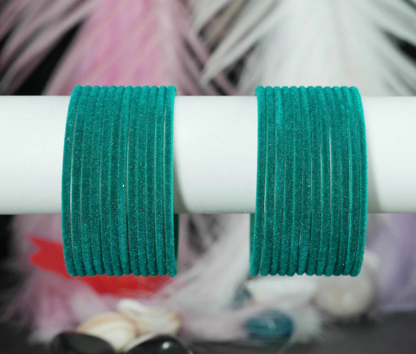 Radium Velvet Metal Bangles for Women & Girls (Pack of 24) - The Golden Cascade