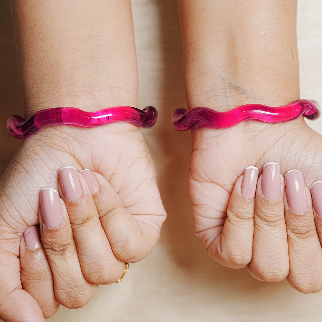 Zig-Zag Glass Kada Bangle, Glossy Finish for women and girls (Pack of 2 Kada)