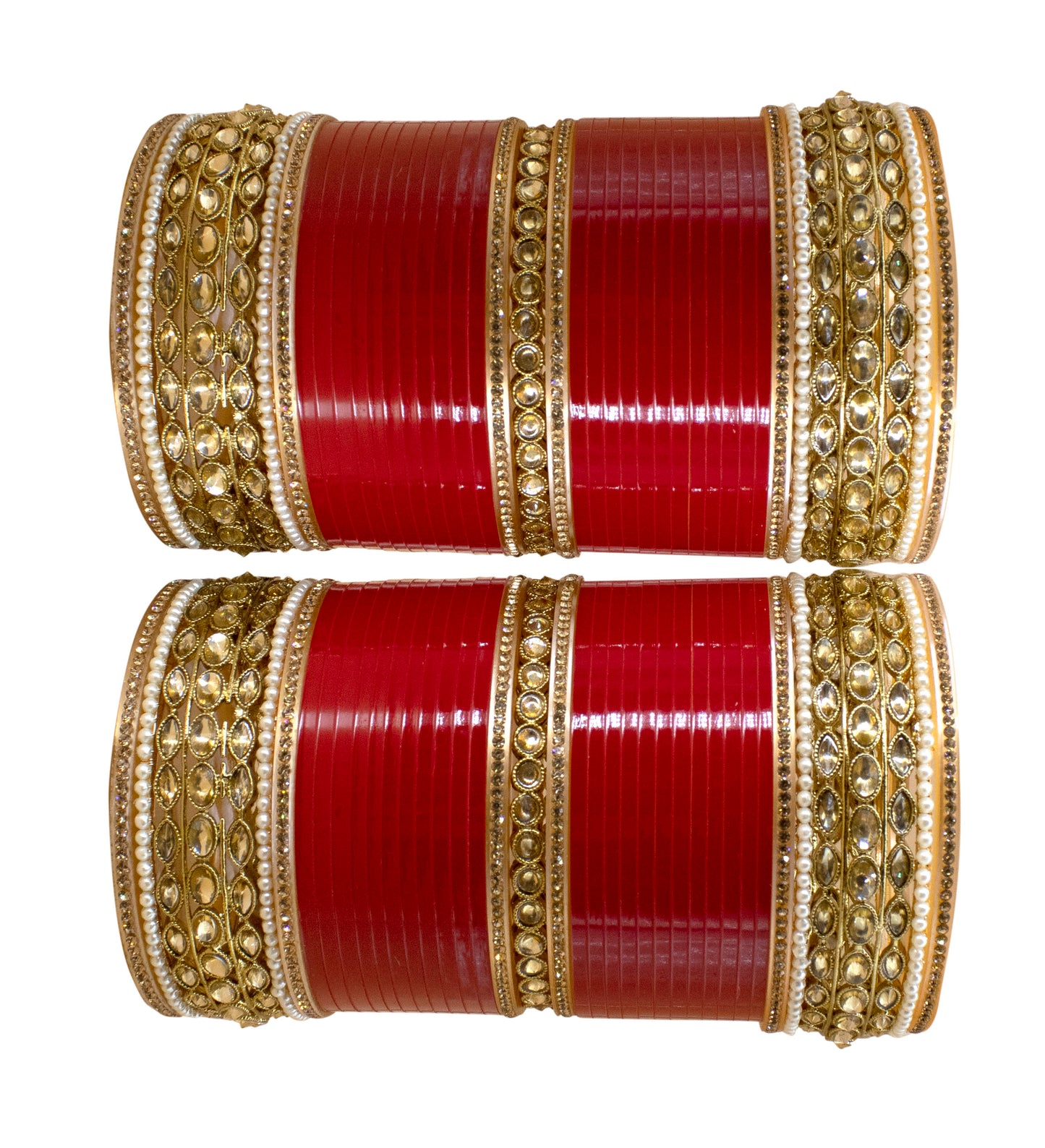 Red Bridal Chuda Set for Women Traditional Seep Bangles with Kundan Kada for Weddings & Occasion