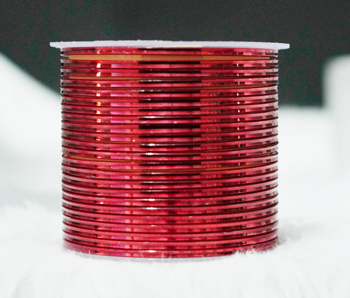 Red Color Glossy Metal Bangle for Women & Girls (Pack of 24)