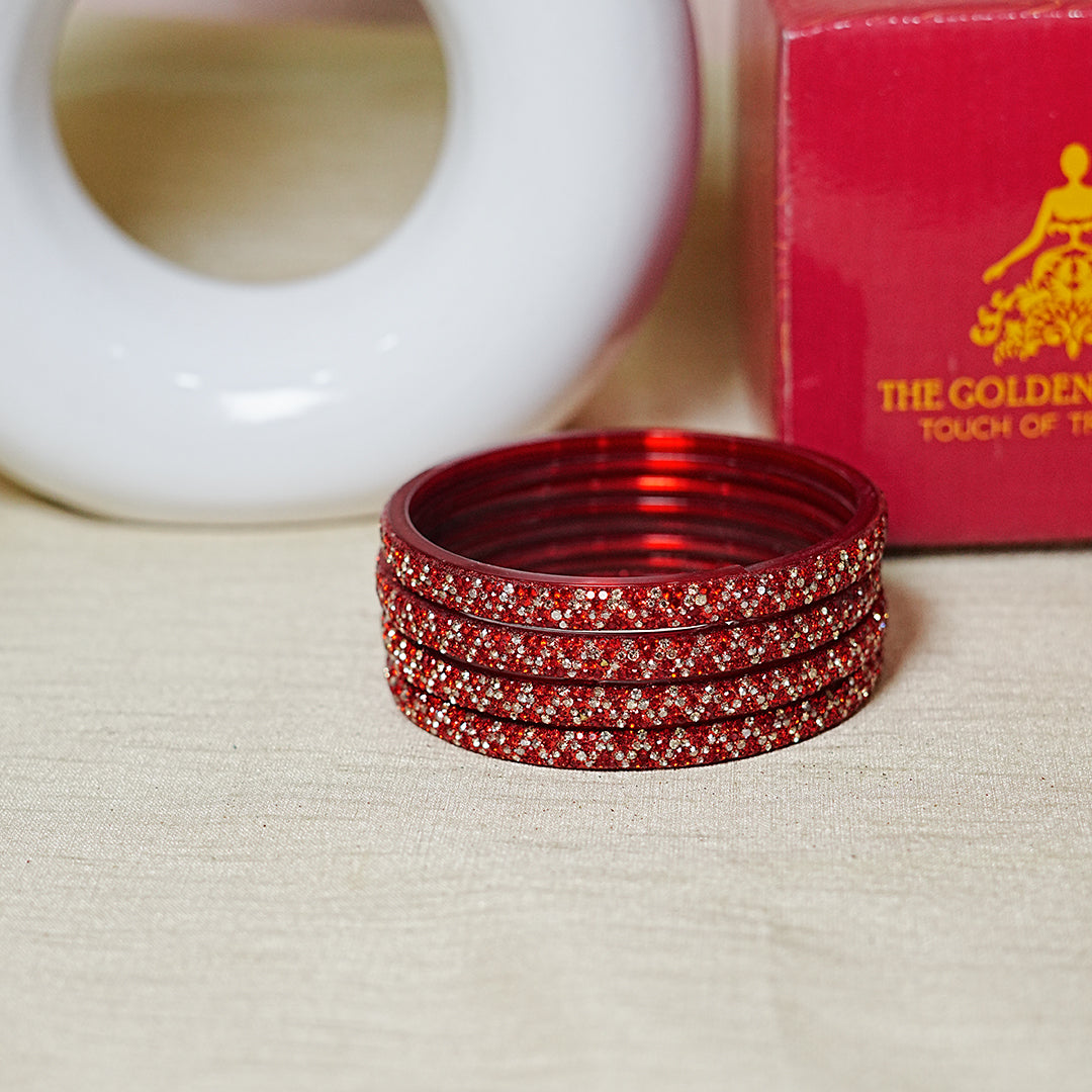 Handmade Beaded Work Glass Kada Bangles for Women & Girls (Pack of 4 Kada)