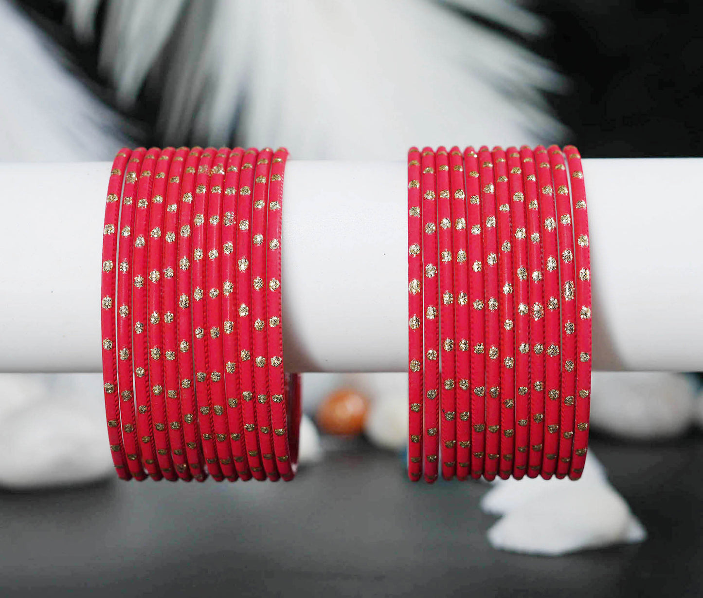 Red Dot Design Matte Finish Metal Bangle for Women & Girls (Pack of 24)