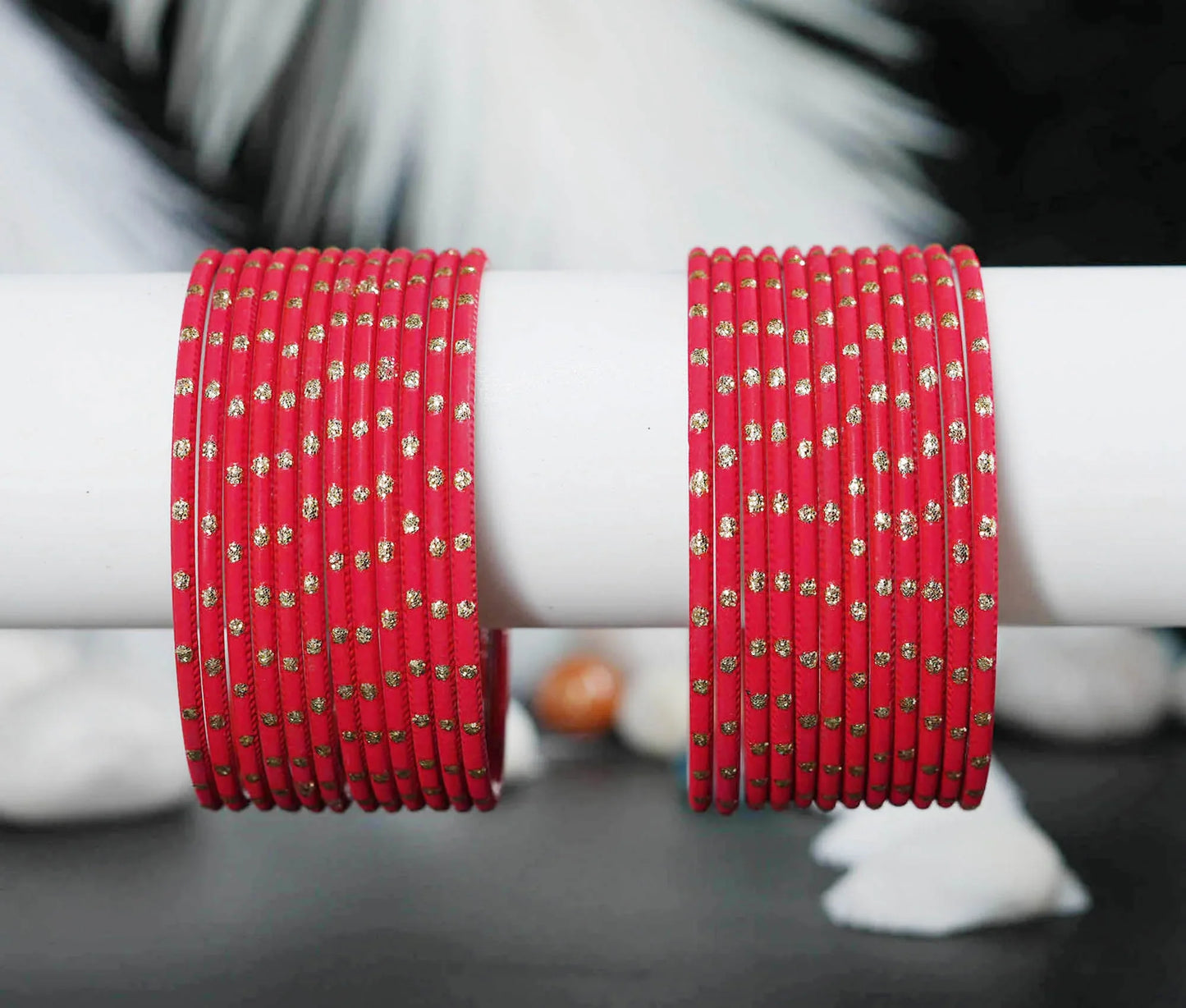 Red Dot Design Matte Finish Metal Bangle for Women & Girls (Pack of 24) - The Golden Cascade