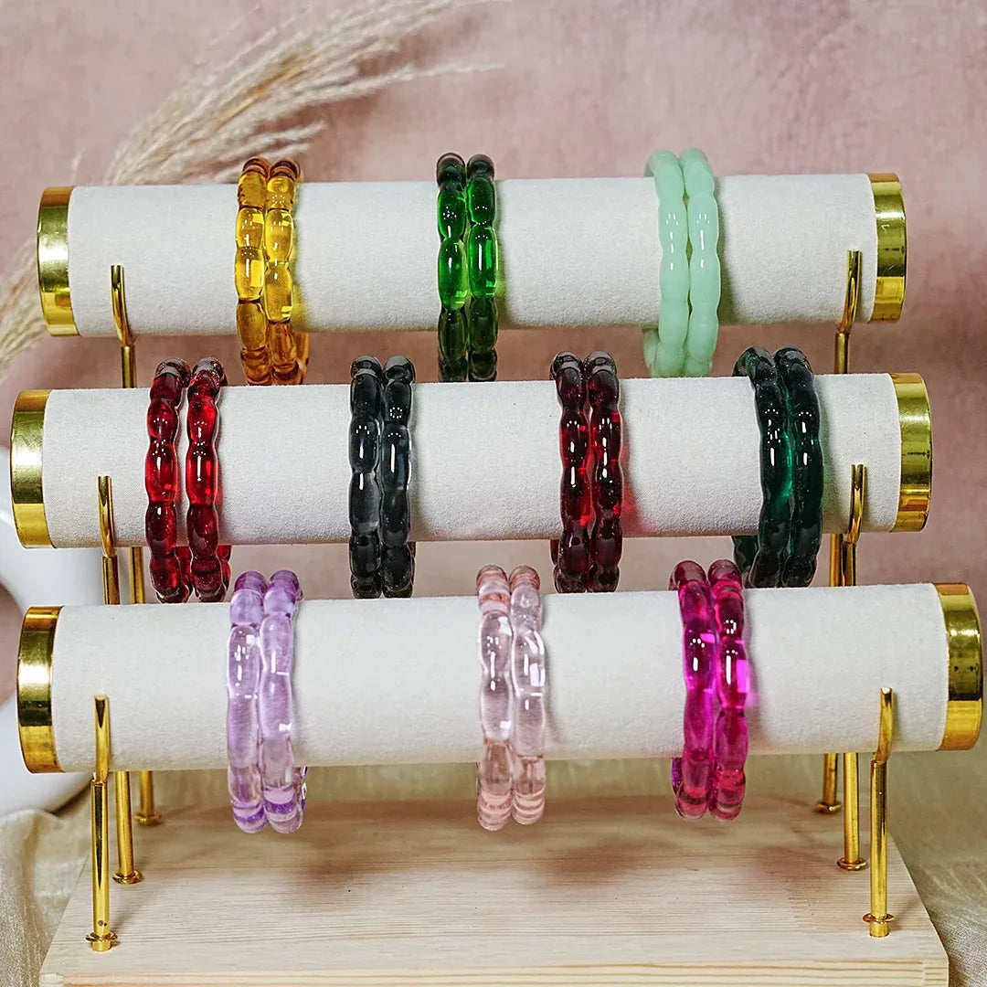 Glossy Finish 'Glosbe Glass Kada' Bangle for Women & Girls (Pack of 2) - The Golden Cascade