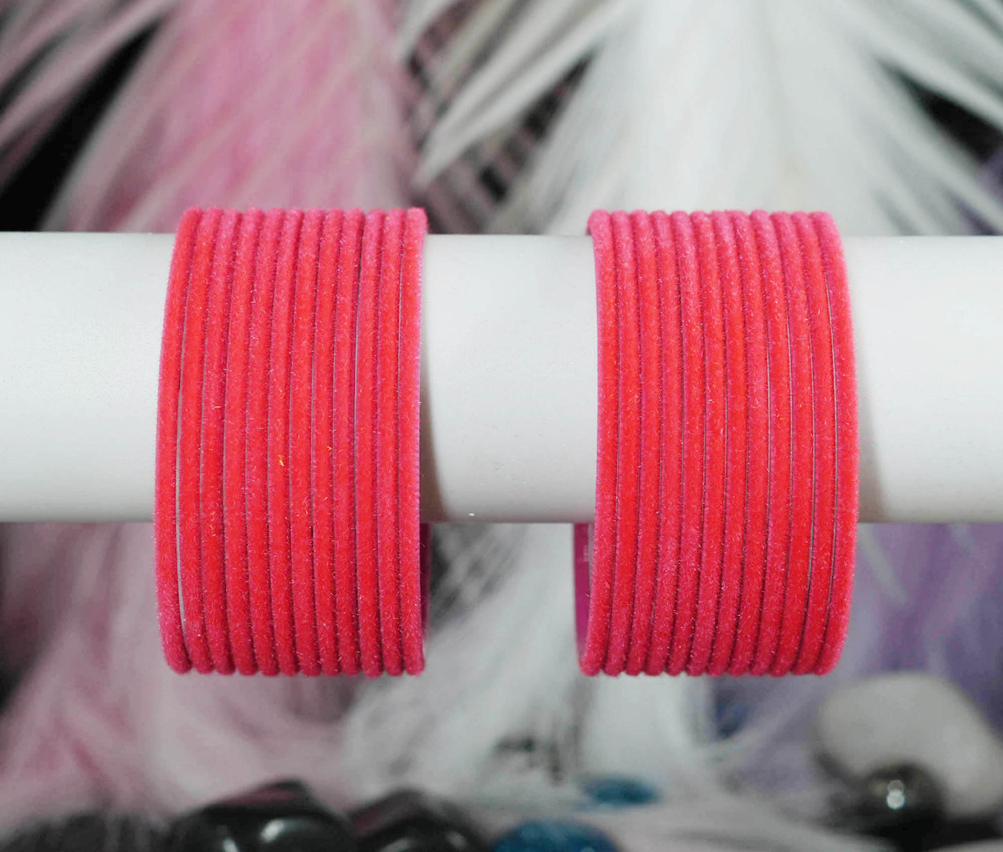 Rose Velvet Metal Bangles for Women & Girls (Pack of 24)