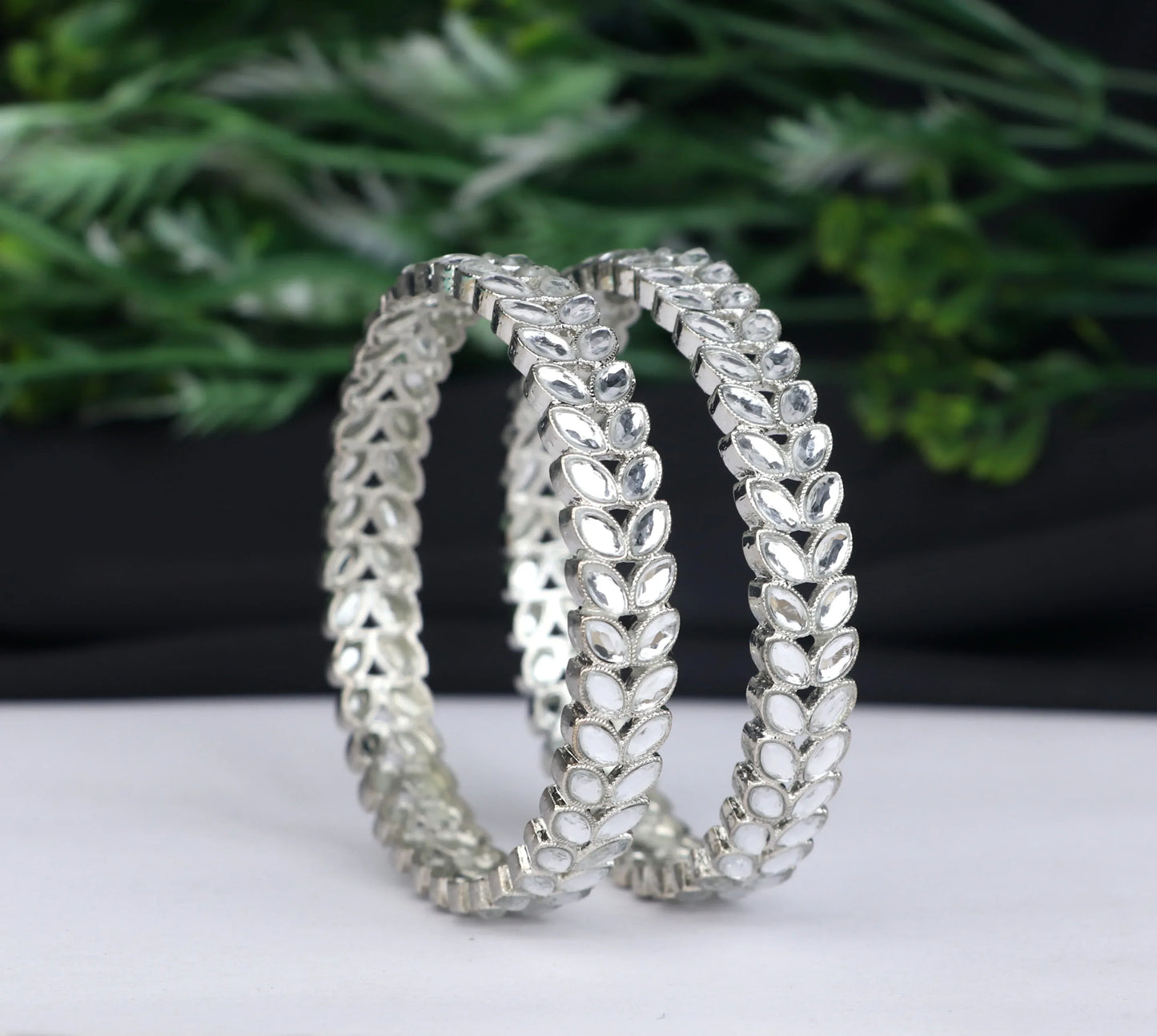 Traditional Mirror Work Metal Kada for Women (Pack Of 2)