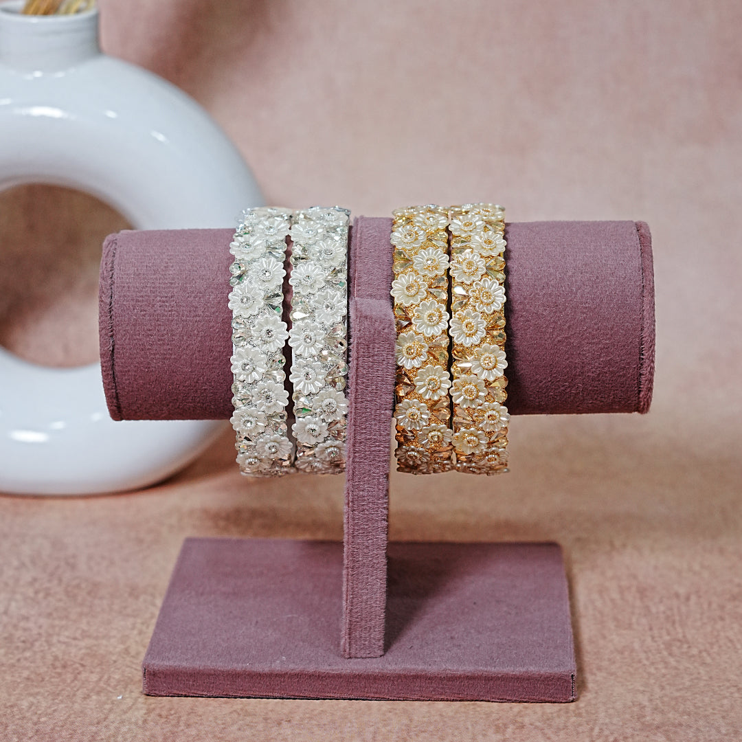 Floral Design Glass Kada for Women & Girls – (Pack of 2 Kada)