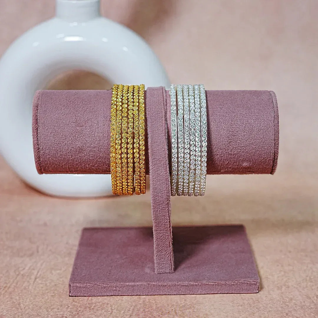 Stylish Design Glass Bangle for Women and Girls (Pack of 12 Bangles) - The Golden Cascade