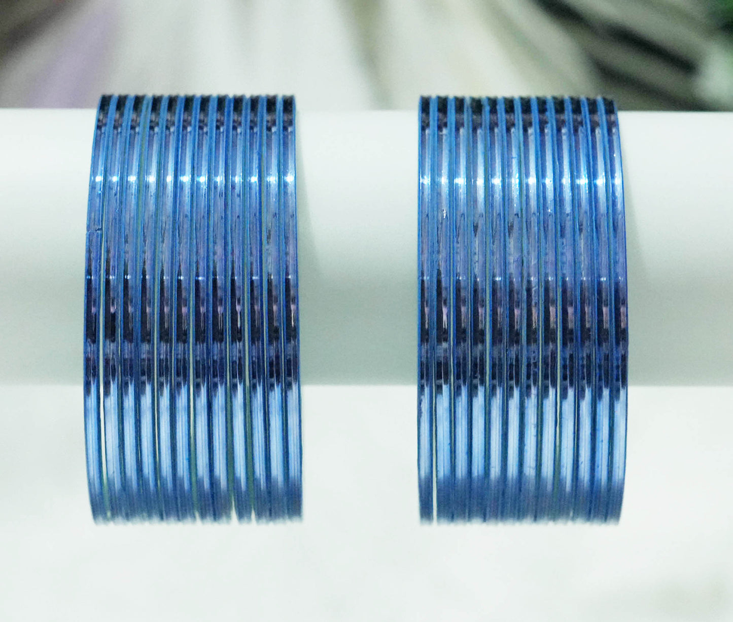 Sky Blue Color Glossy Metal Bangle for Women & Girls (Pack of 24)