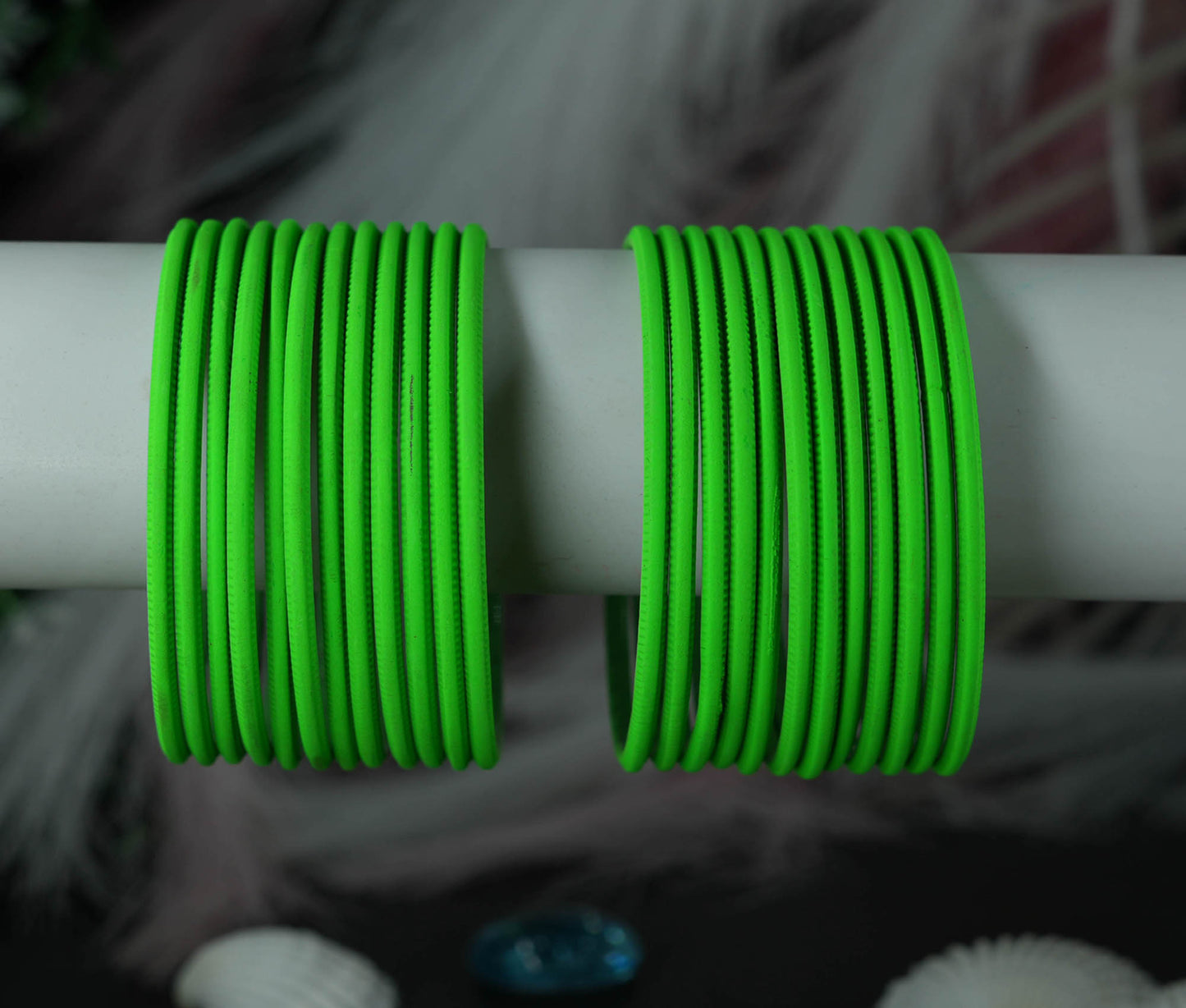 Parrot Green Color Plain Matte Metal Bangles for Women & Girls (Pack of 24)