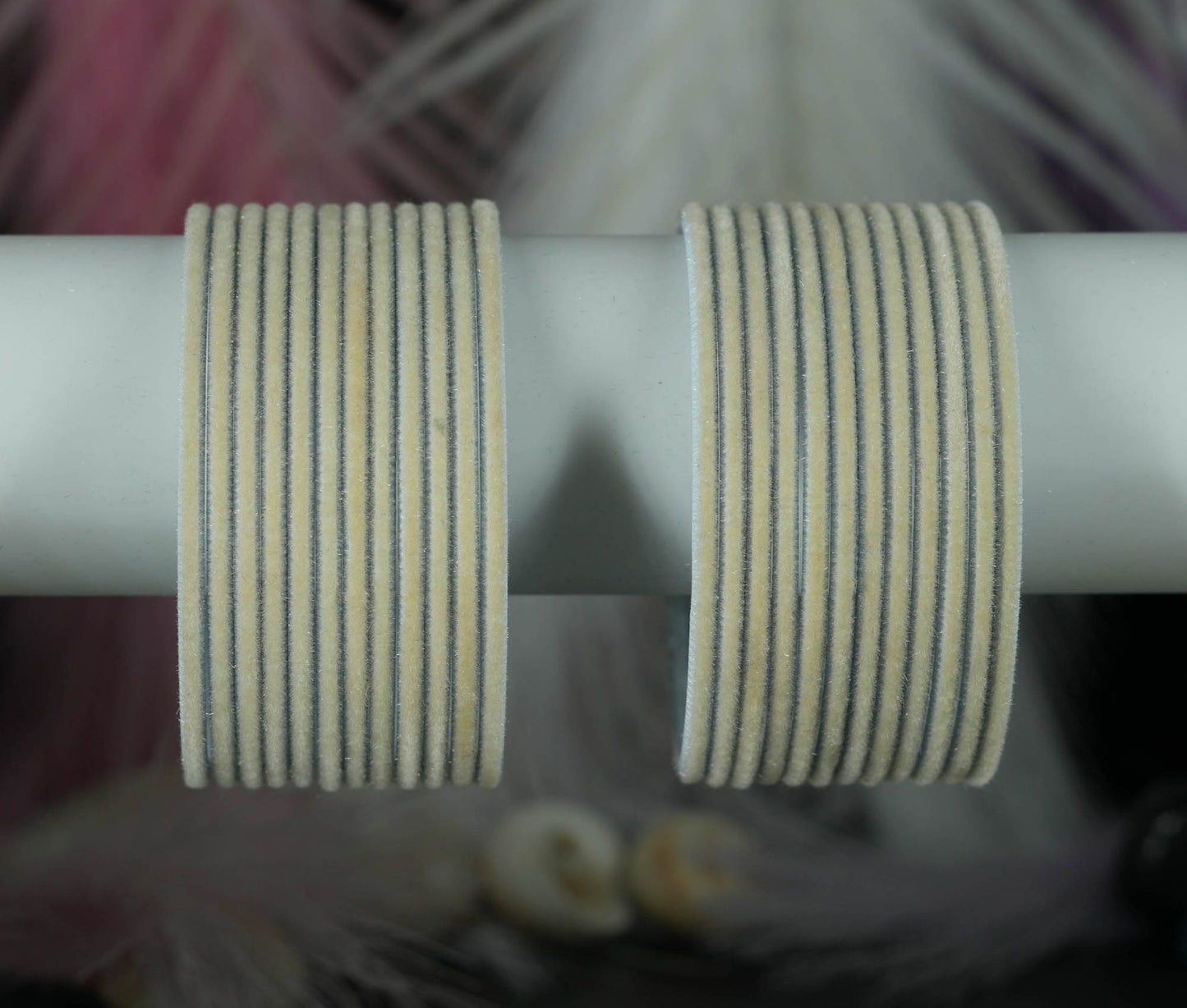 White Color Velvet Metal Bangles for Women & Girls (Pack of 24)