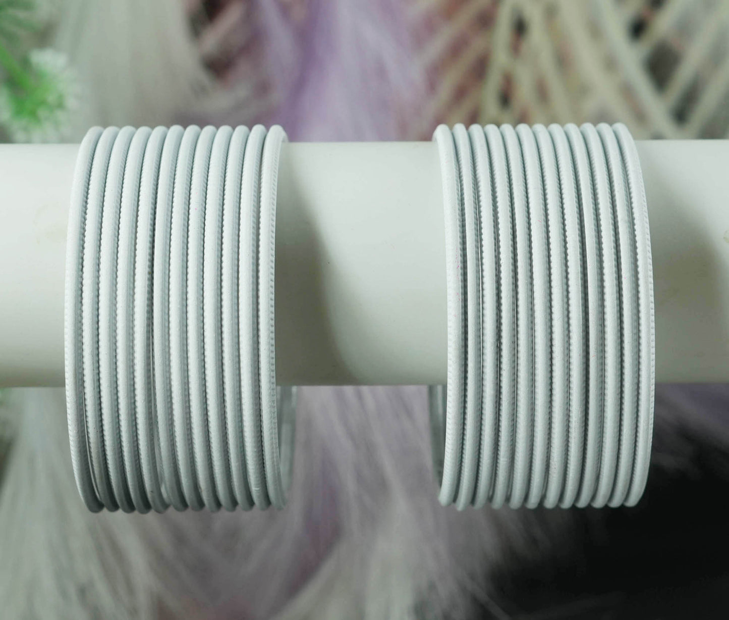 White Color Plain Matte Metal Bangles for Women & Girls (Pack of 24)