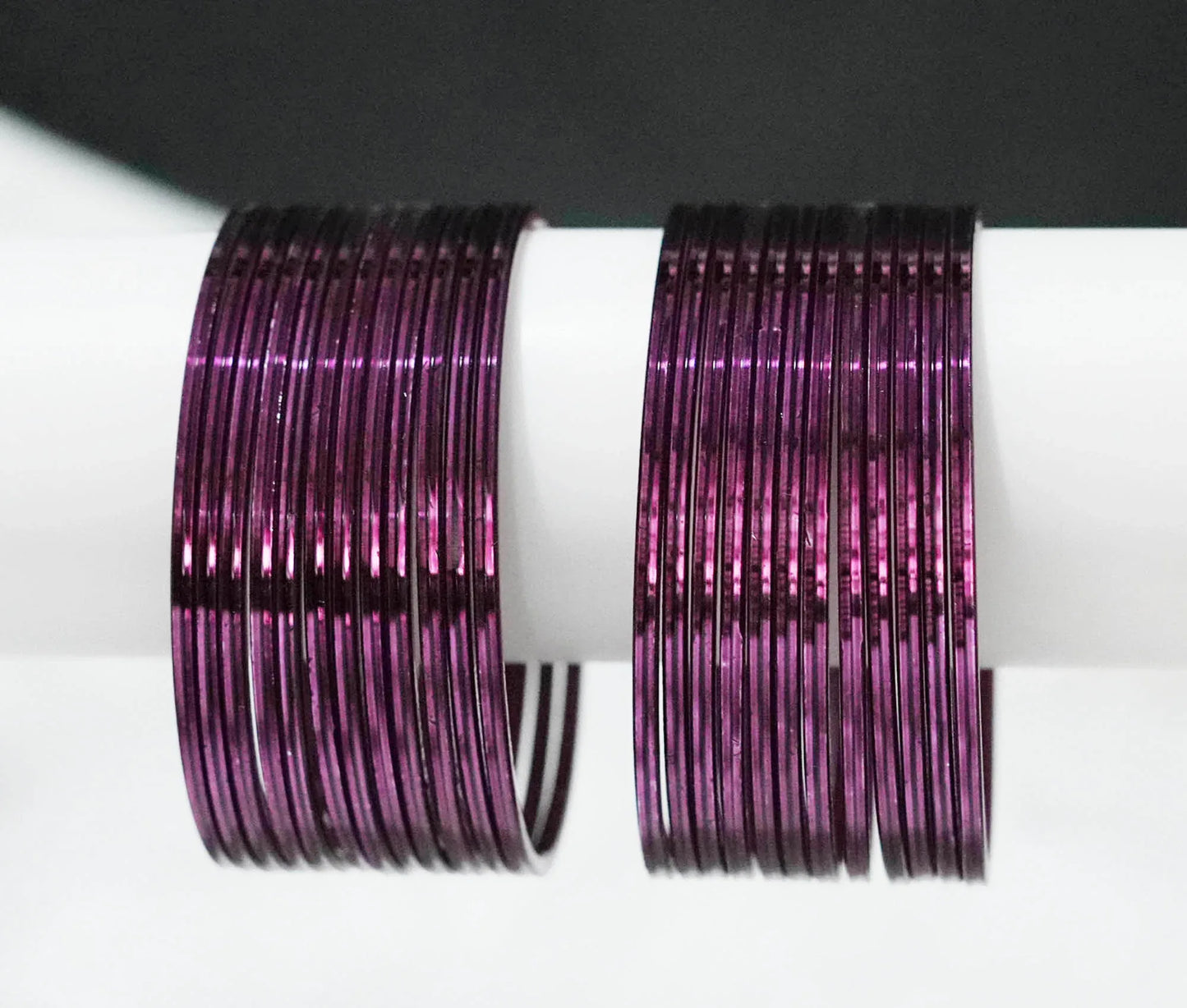 Wine Color Glossy Metal Bangle for Women & Girls (Pack of 24) - The Golden Cascade