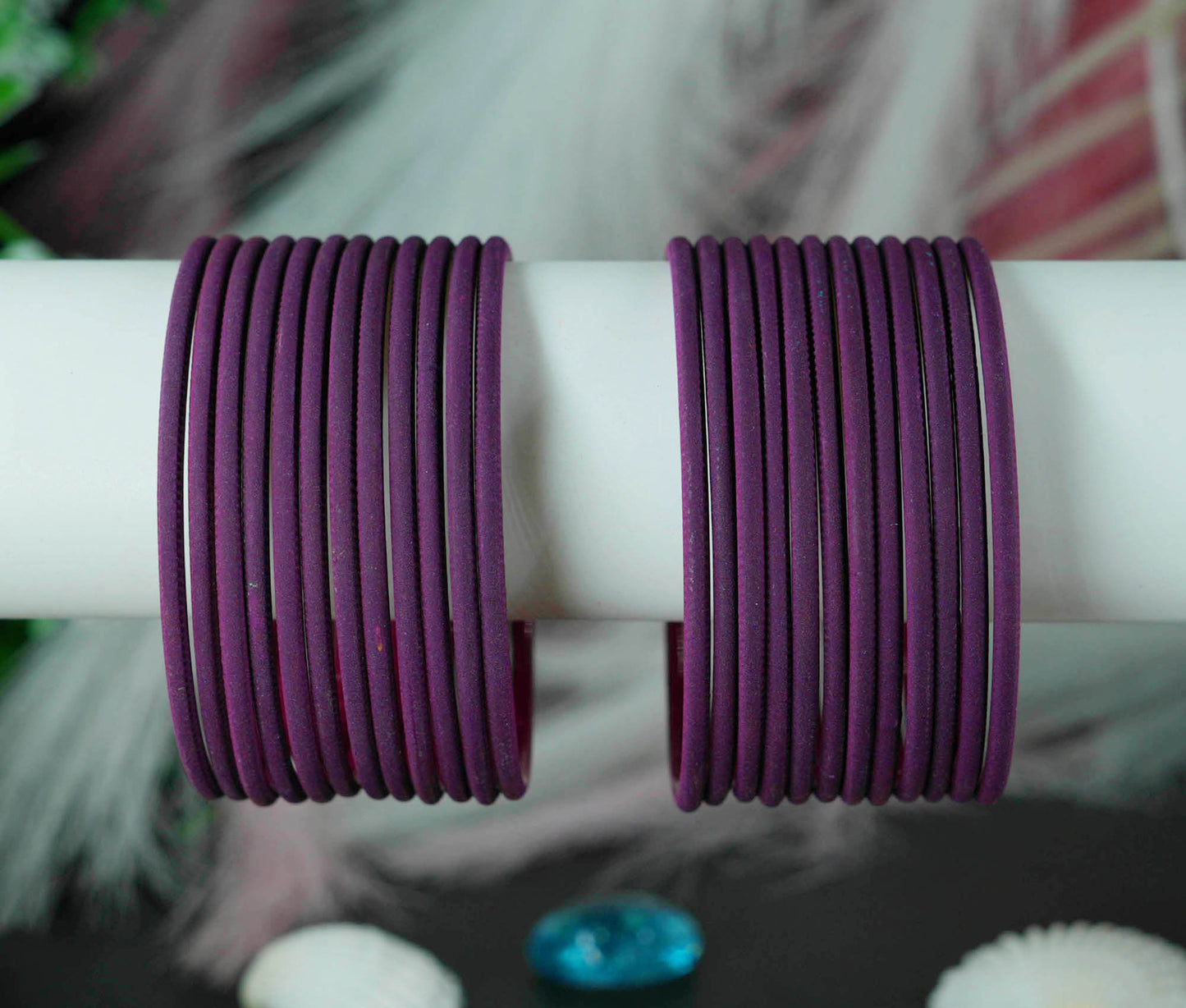 Wine Color Plain Matte Metal Bangles for Women & Girls (Pack of 24)