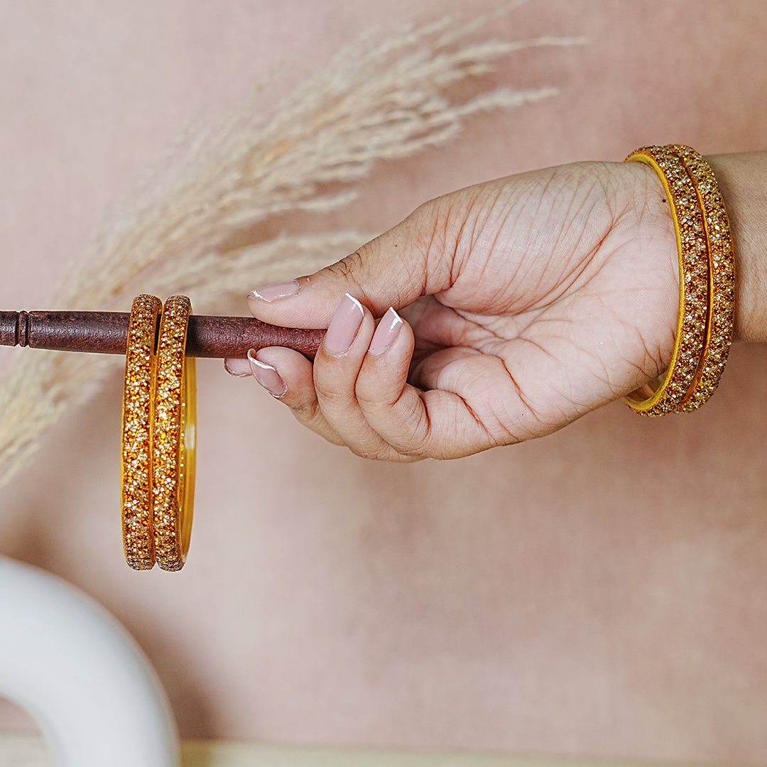 Handmade Beaded Work Glass Kada Bangles for Women & Girls (Pack of 4 Kada)