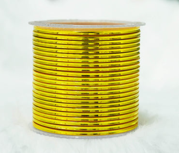Yellow Color Glossy Metal Bangle for Women & Girls (Pack of 24)