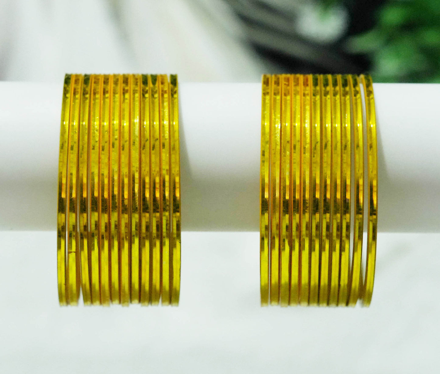 Yellow Color Glossy Metal Bangle for Women & Girls (Pack of 24)