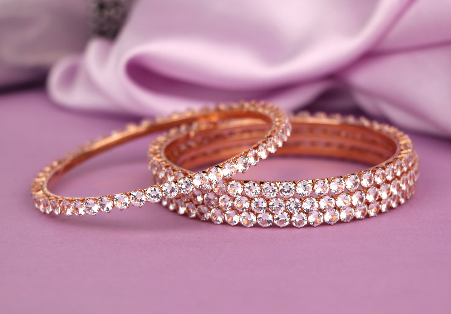 Antique Design Gold-Plated AD Stone Studded Traditional Kada | American Diamond Kada for Women & Girls