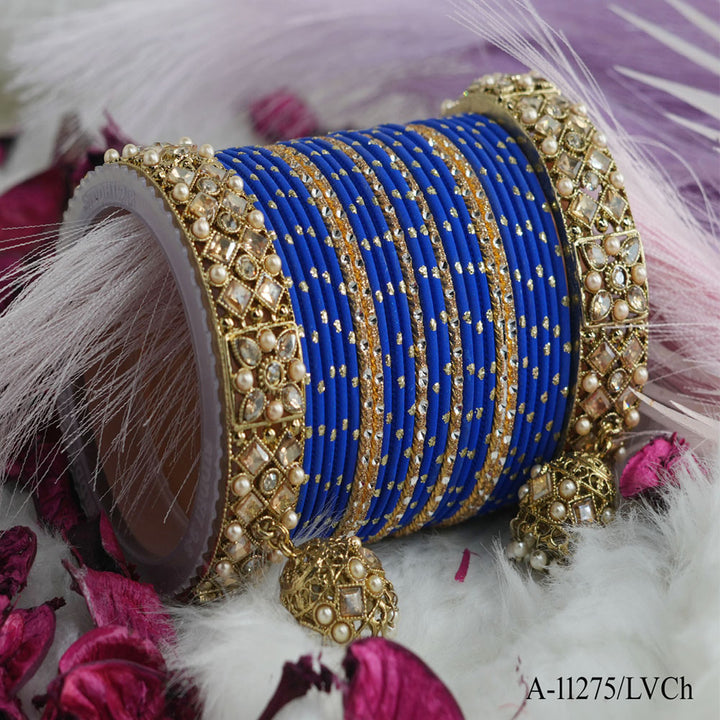 Blue Color Metal Bangle Set for Women & Girls (Both Hand)