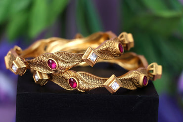 Antique Design Bracelet for Women & Girls with Golden Finish Brass Kada for Ladies
