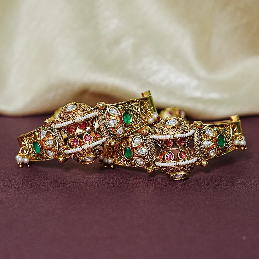 Premium Brass Kada with Jhumki Bangle for Women (Pack of 2)