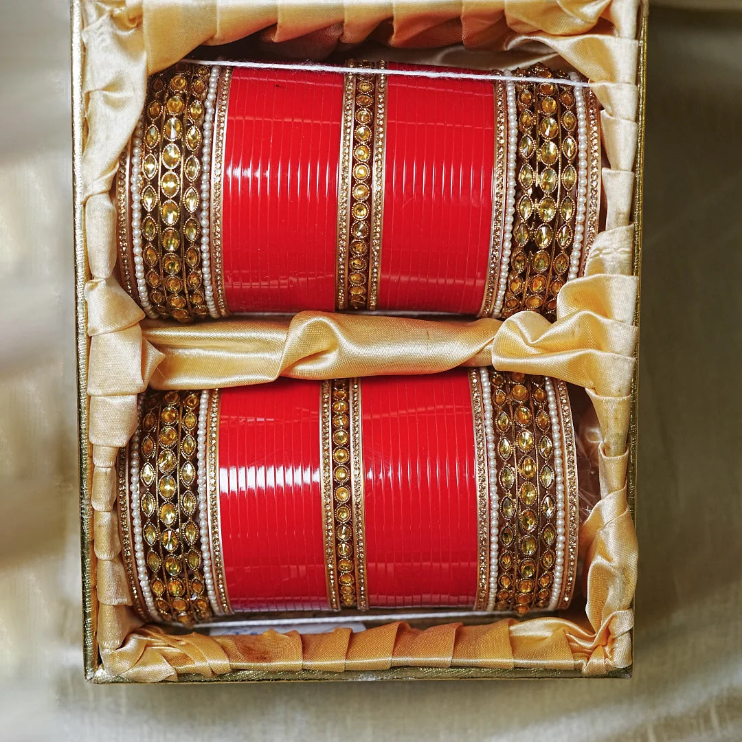 Stylish Bridal Chura Set with Kundan Work & Traditional Design for Women (Both Hand)