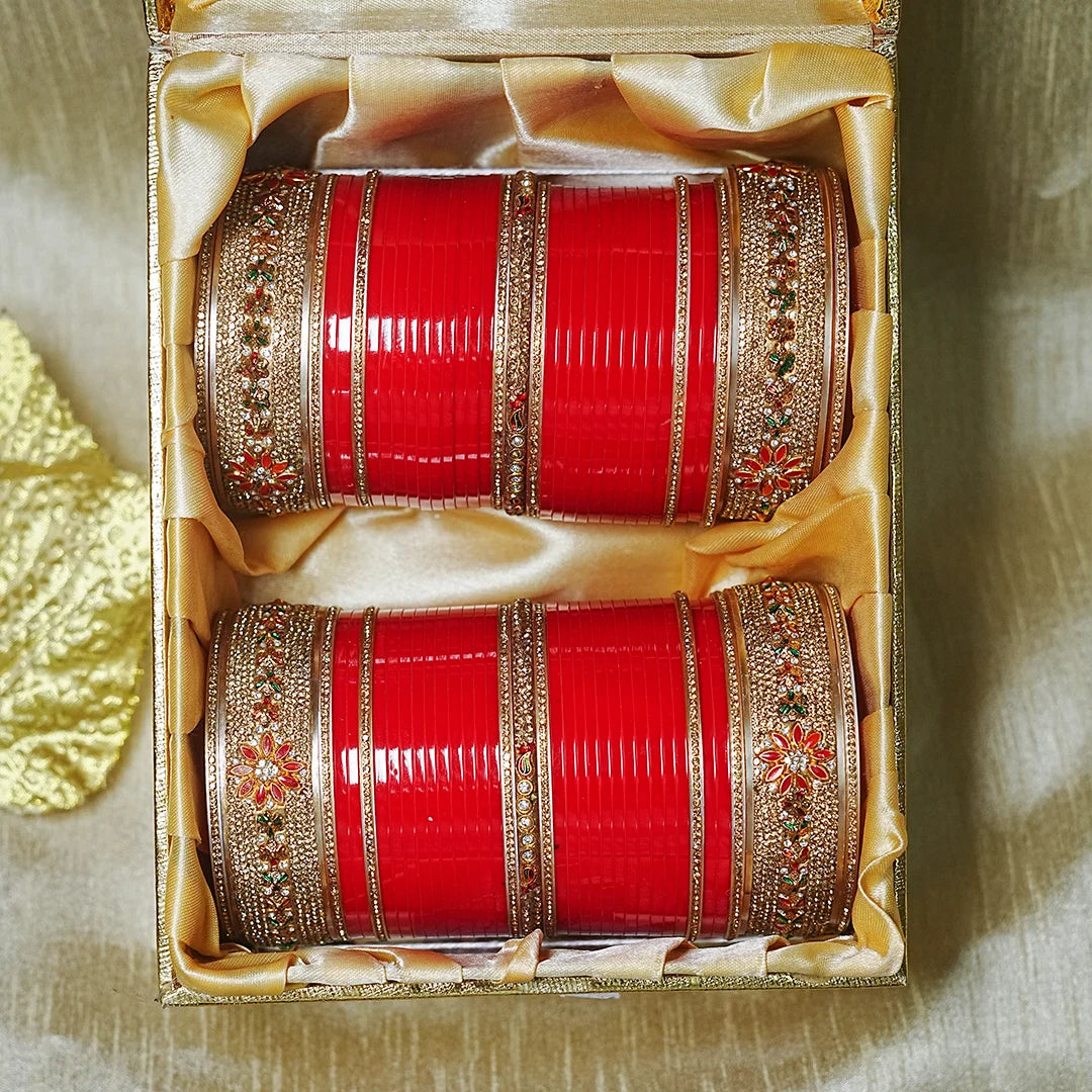Royal Bridal Chura Set with Kundan Work & Traditional Design for Women (Both Hand)