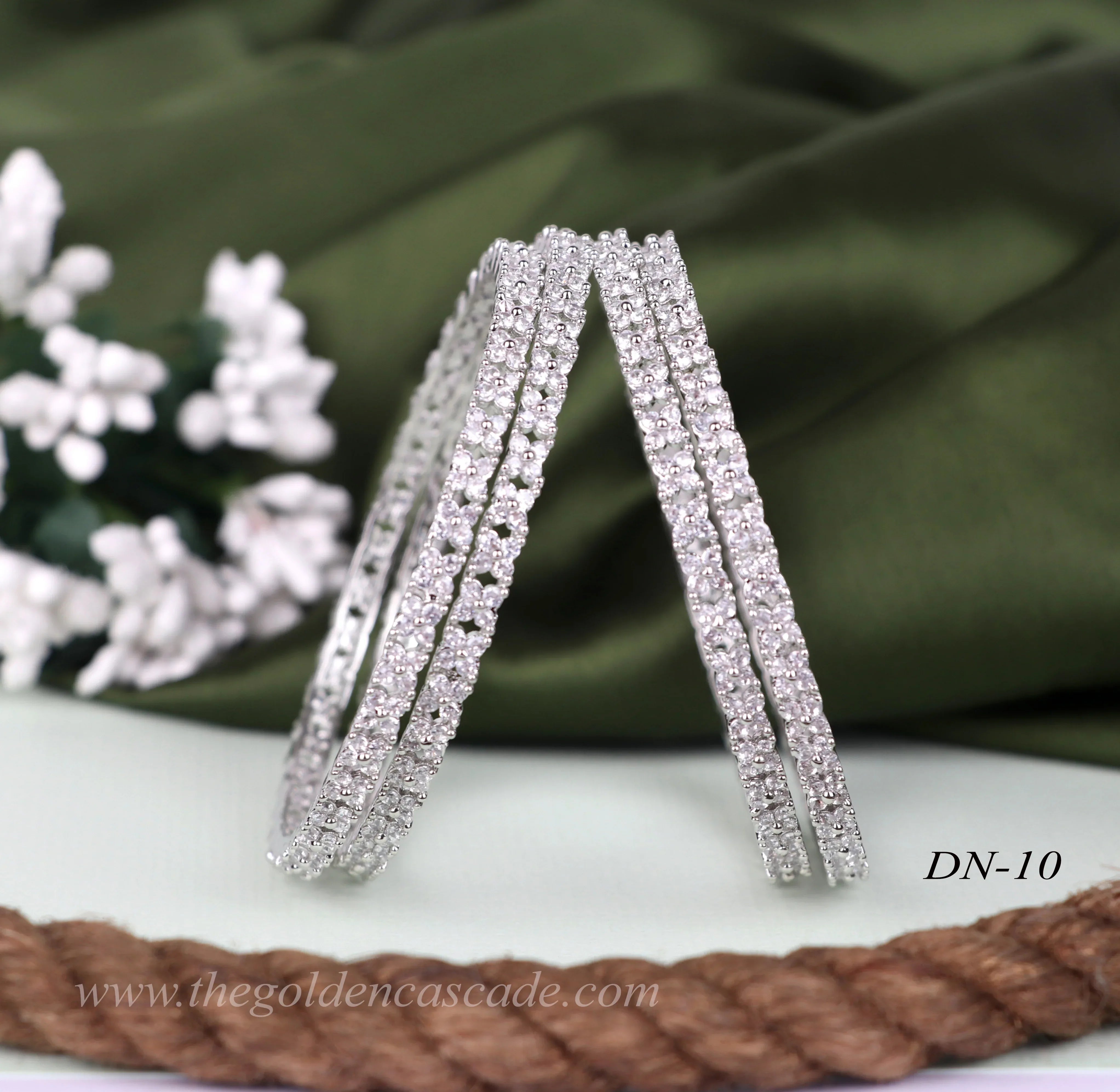 Premium Quality Silver Plated AD Studded Metal Kada For Women & Girls - The Golden Cascade