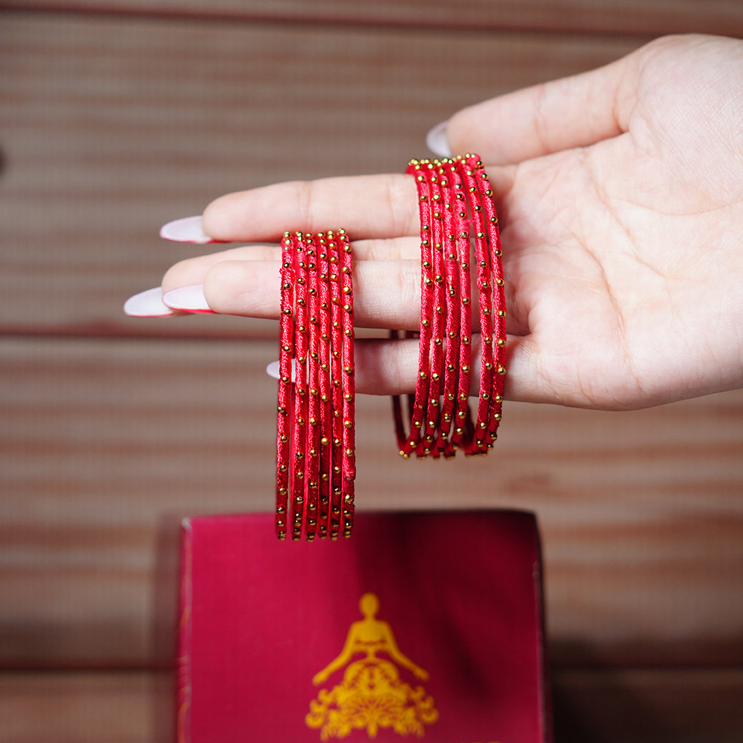Gajari Color Premium Silk Thread Bangle for Women & Girls (Pack of 12)