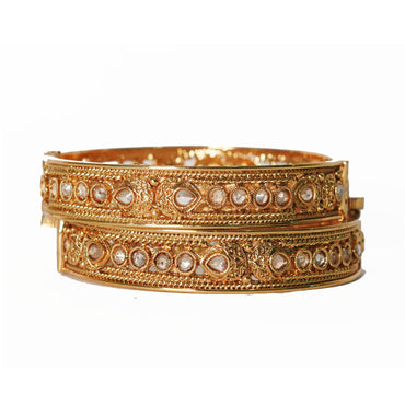 Antique Design Brass Kada for Women & Girl | Kundan Studded Bracelet Perfect for Party & Daily wear
