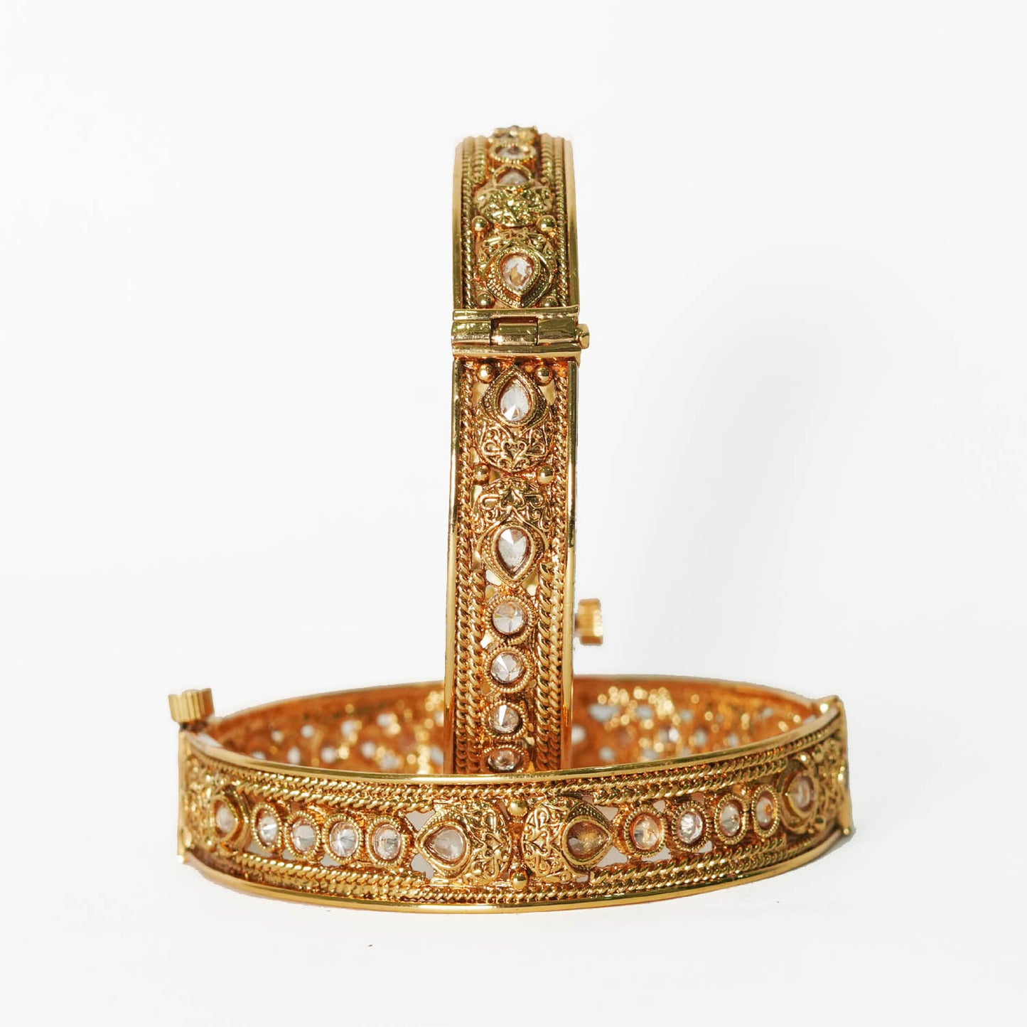 Antique Design Brass Kada for Women & Girl | Kundan Studded Bracelet Perfect for Party & Daily wear