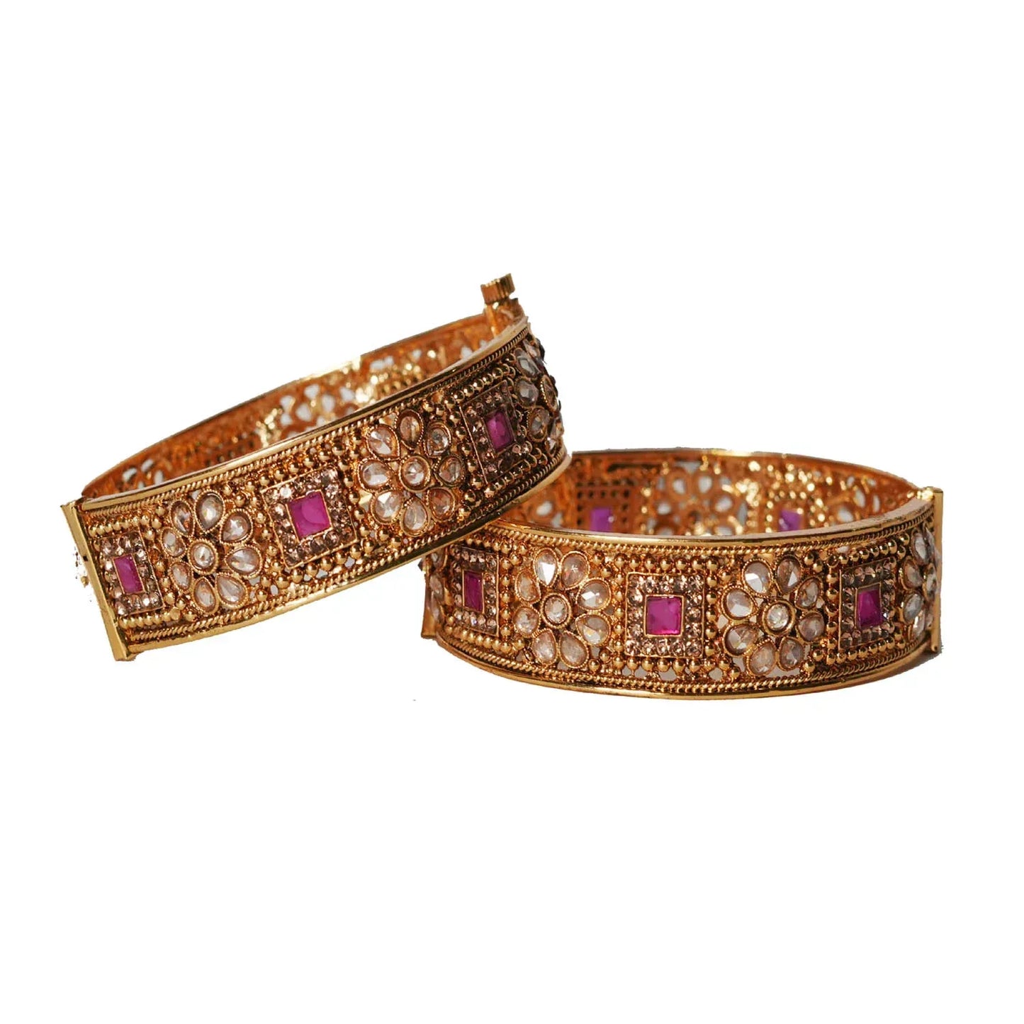 Stylish Kada for Women & Girl, Kundan Work Studded Brass Bracelet Jewelry for Ladies - The Golden Cascade