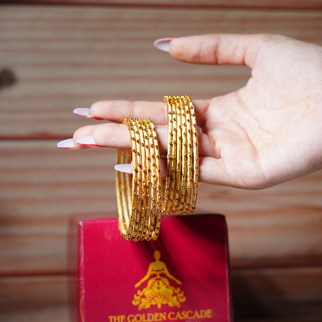 Golden Color Premium Silk Thread Bangle for Women & Girls (Pack of 12)