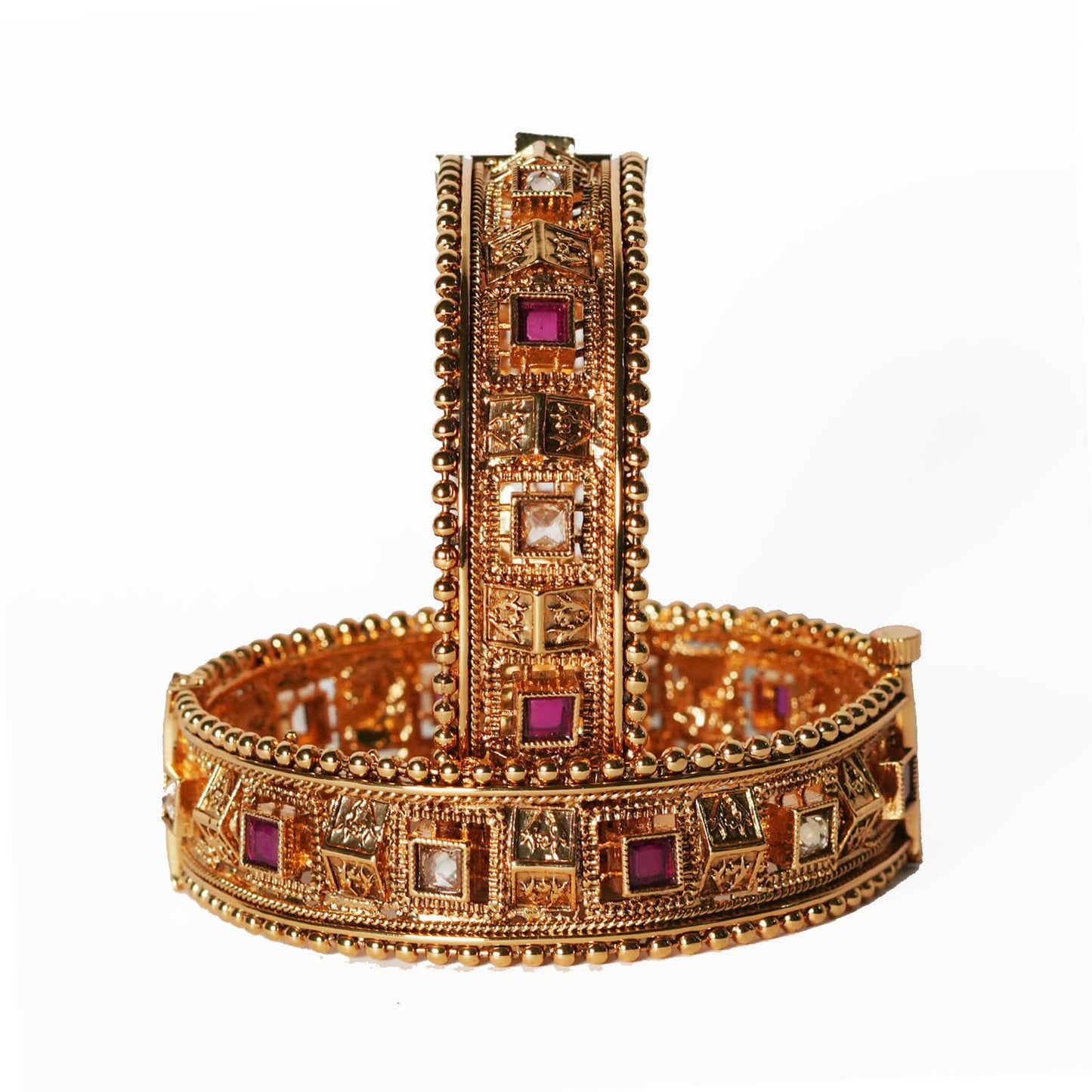 Antique Design Brass Kada for Women & Girl, Traditonal Kundan Studded Bracelet Ladies