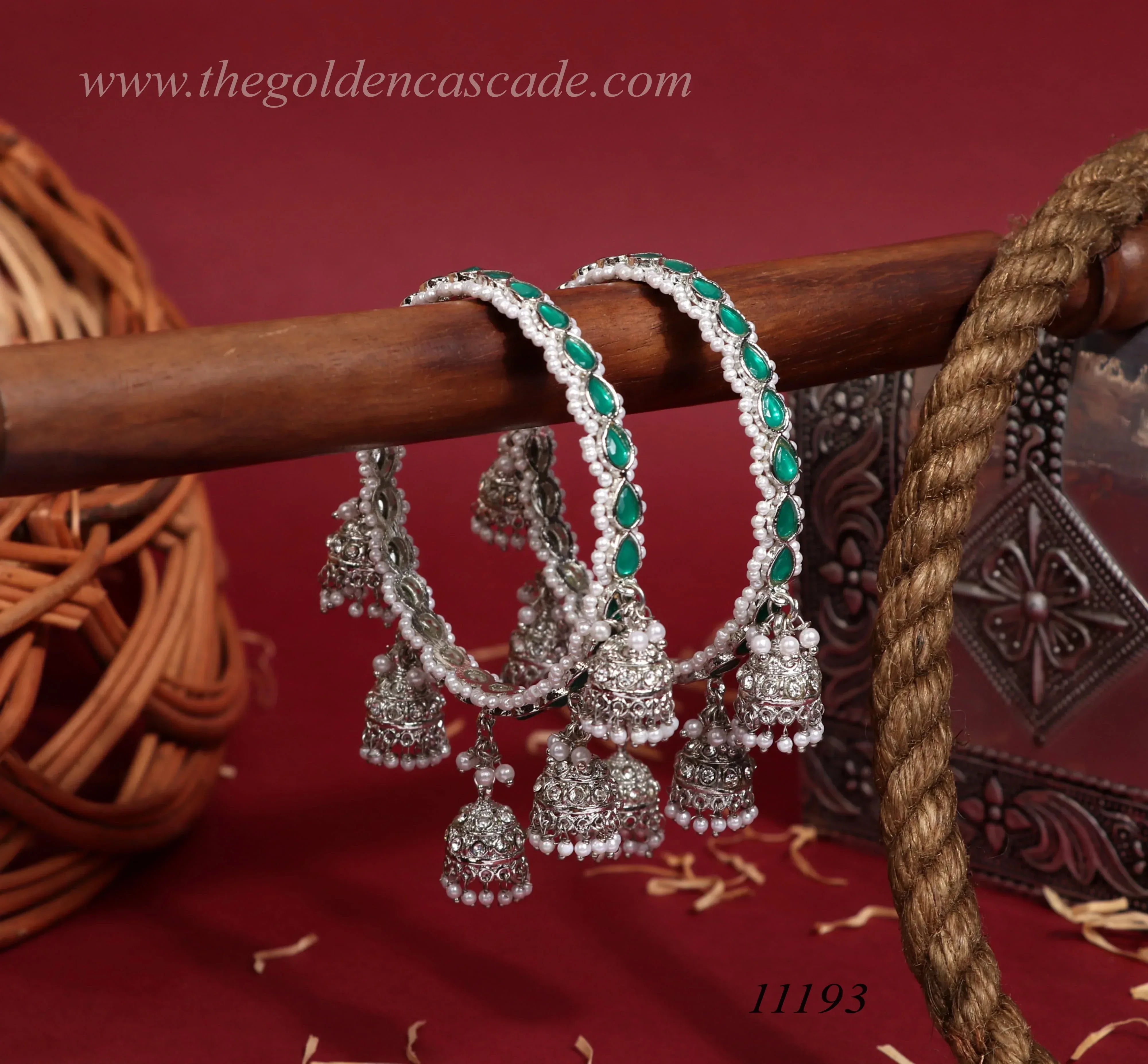 Traditional Jhumki Latkan Metal Kada for Women (Pack of 2) - The Golden Cascade