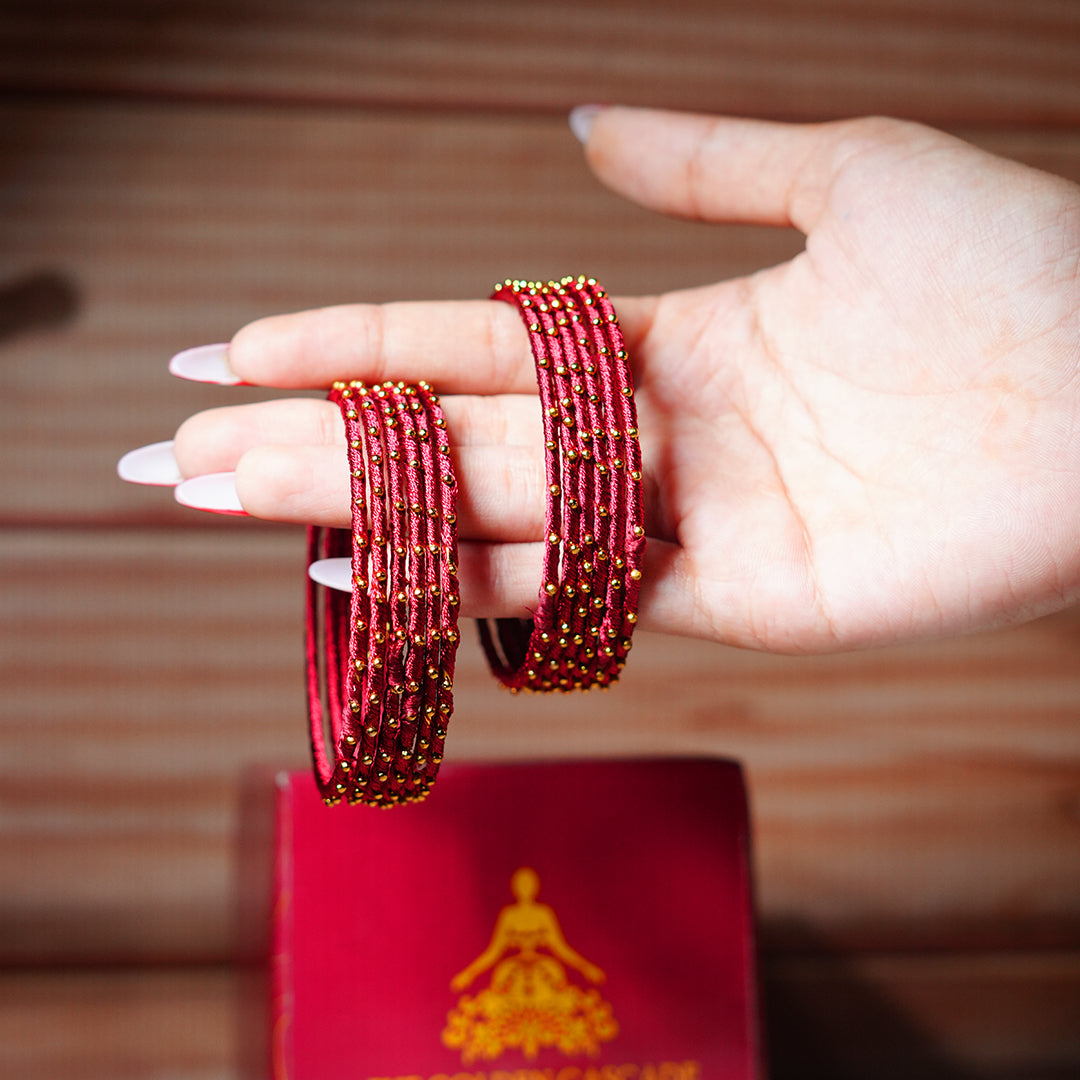 Maroon Color Premium Silk Thread Bangle for Women & Girls (Pack of 12)