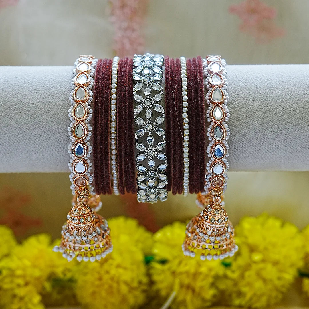 Luxury Metal Bangles Set for Women with Designer Jhumki (Both Hand)