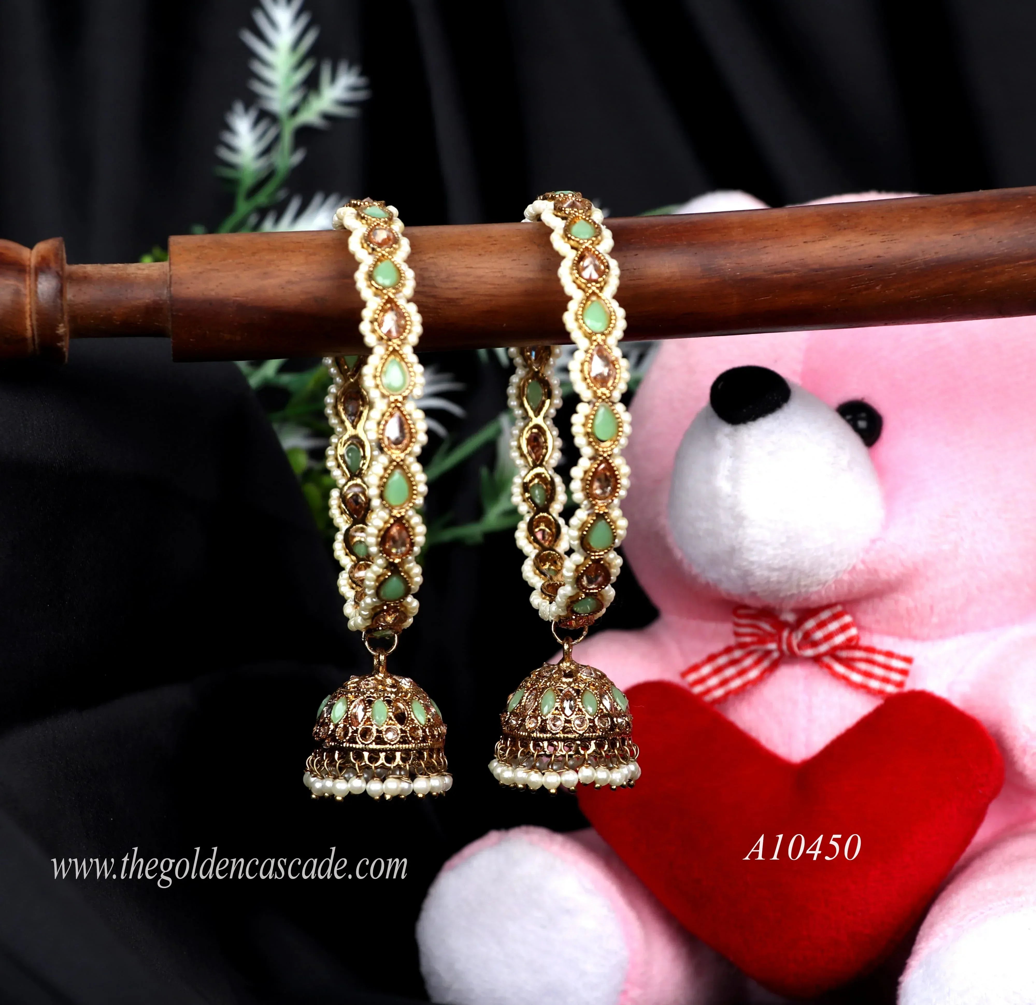 Premium Kundan Work With Jhumki Metal Kada For Women (Pack of 2) - The Golden Cascade