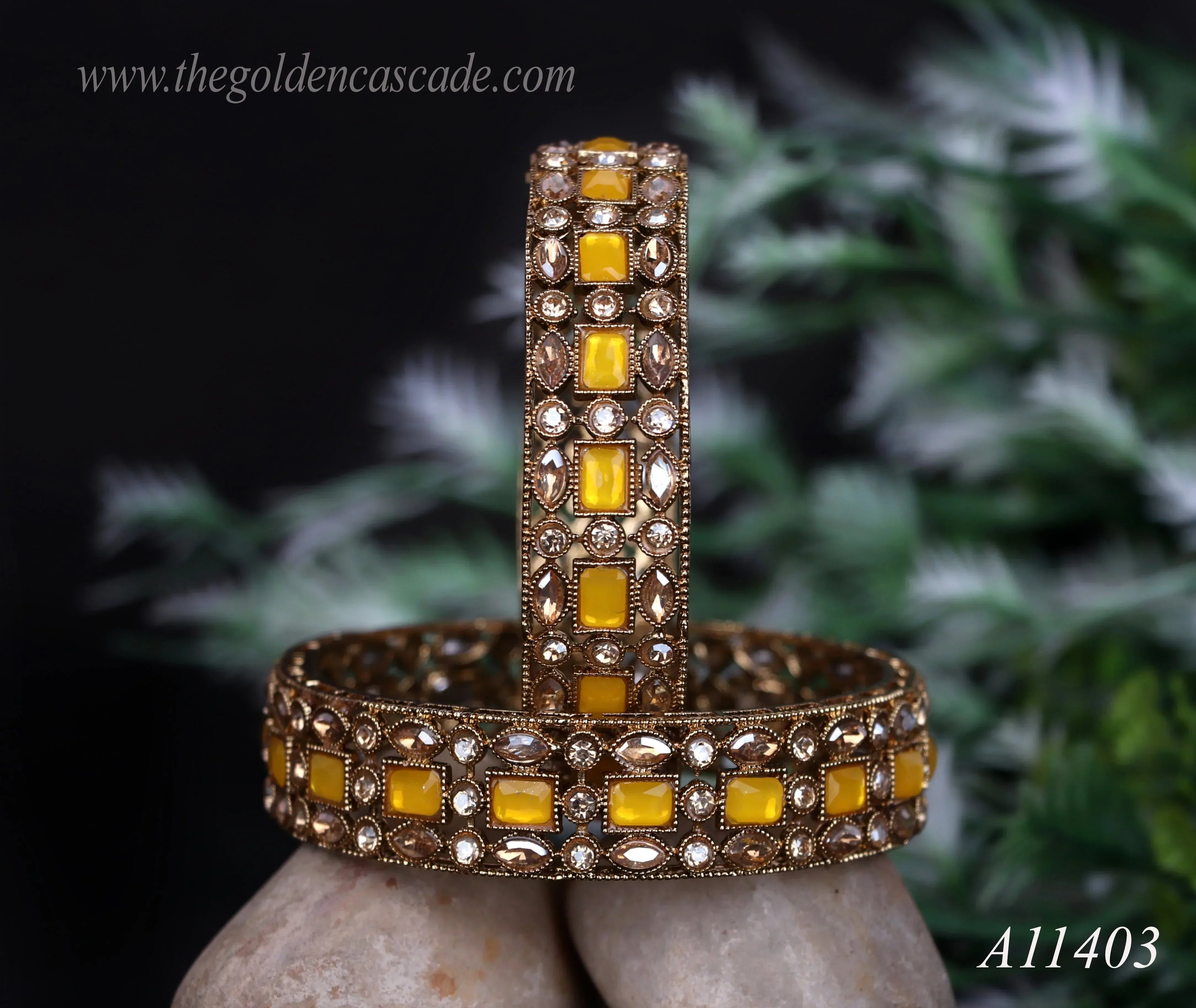 Traditional Kundan Work Metal Kada For Women (Pack of 2) - The Golden Cascade