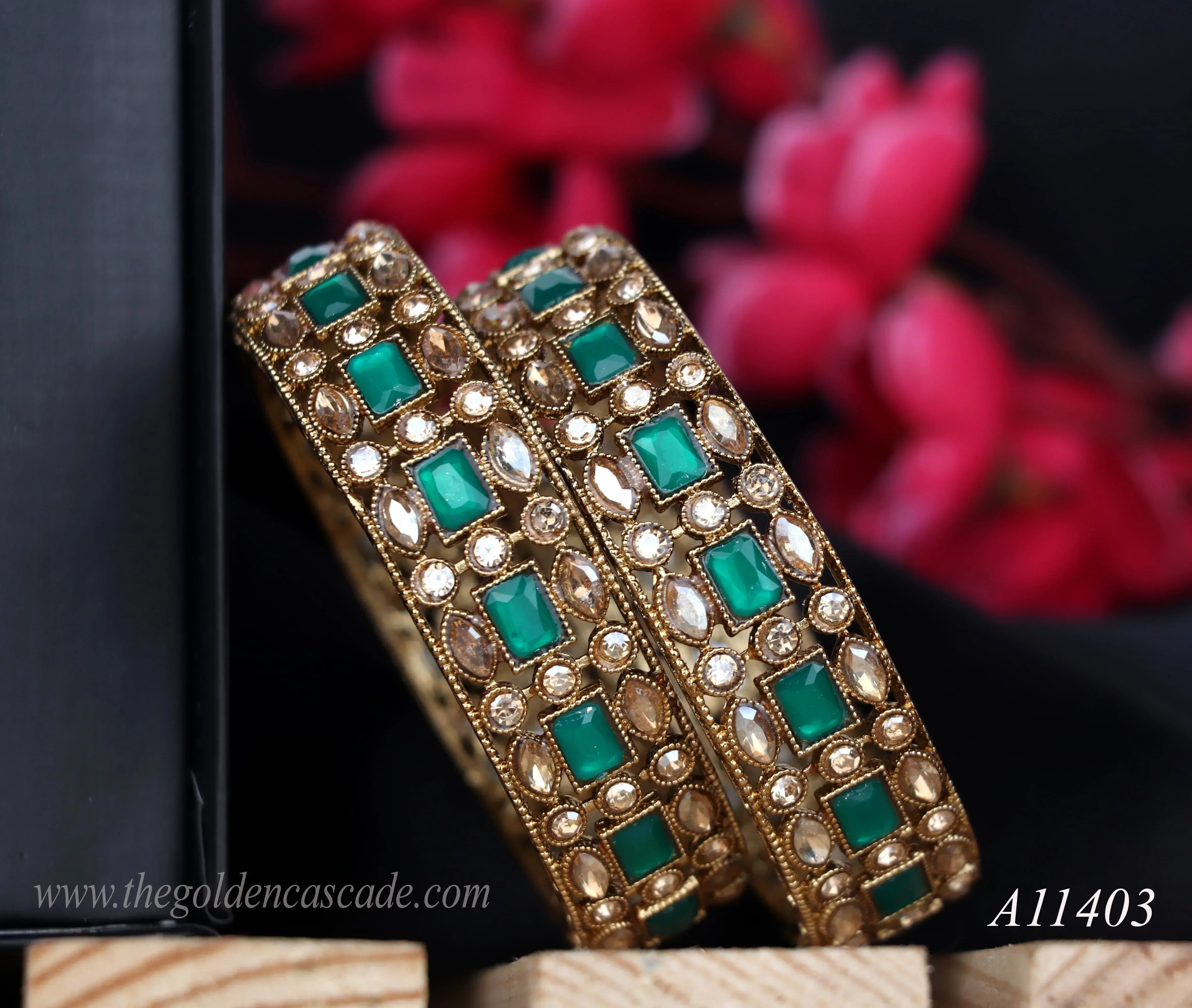 Traditional Kundan Work Metal Kada For Women (Pack of 2) - The Golden Cascade