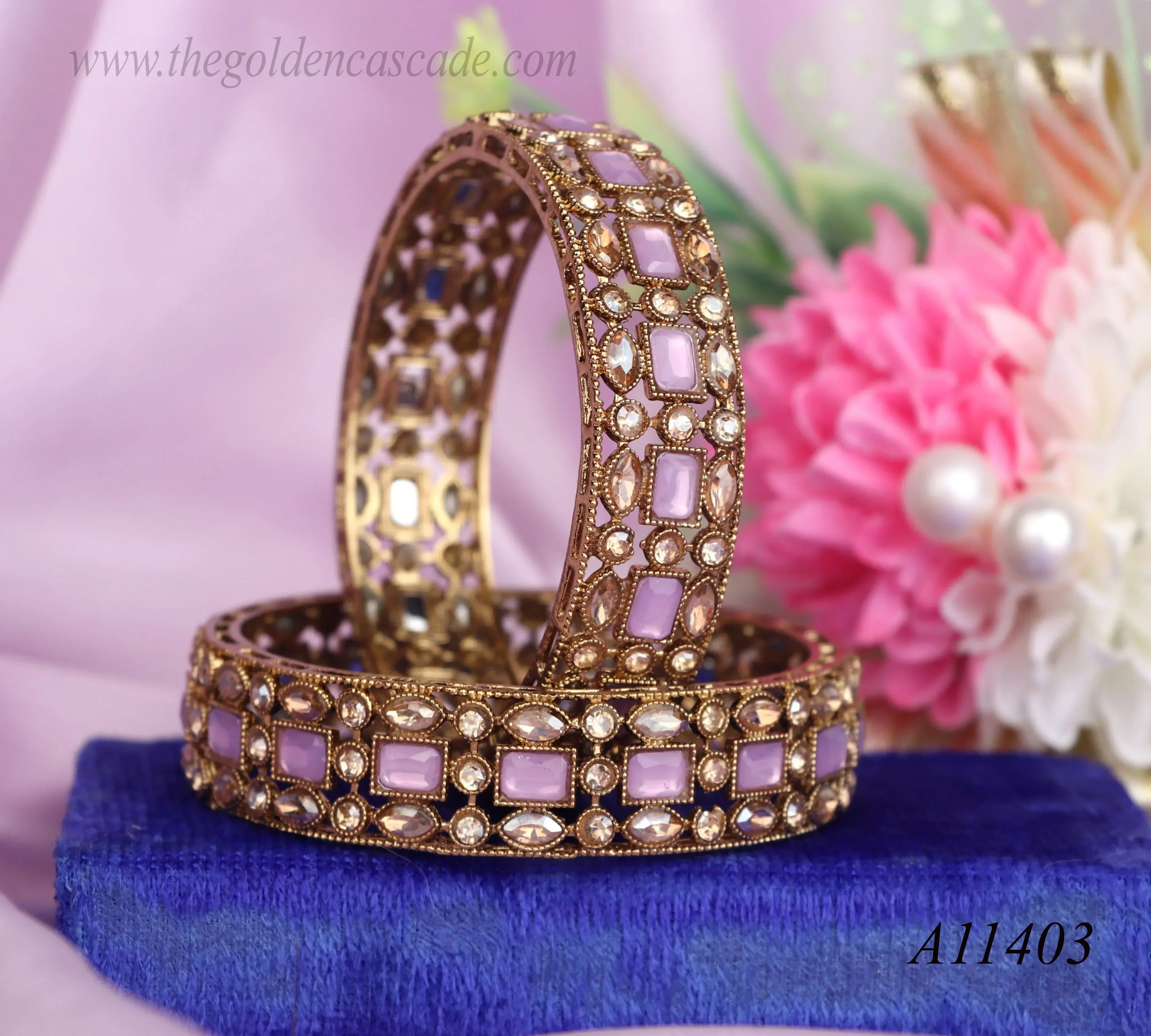 Traditional Kundan Work Metal Kada For Women (Pack of 2) - The Golden Cascade