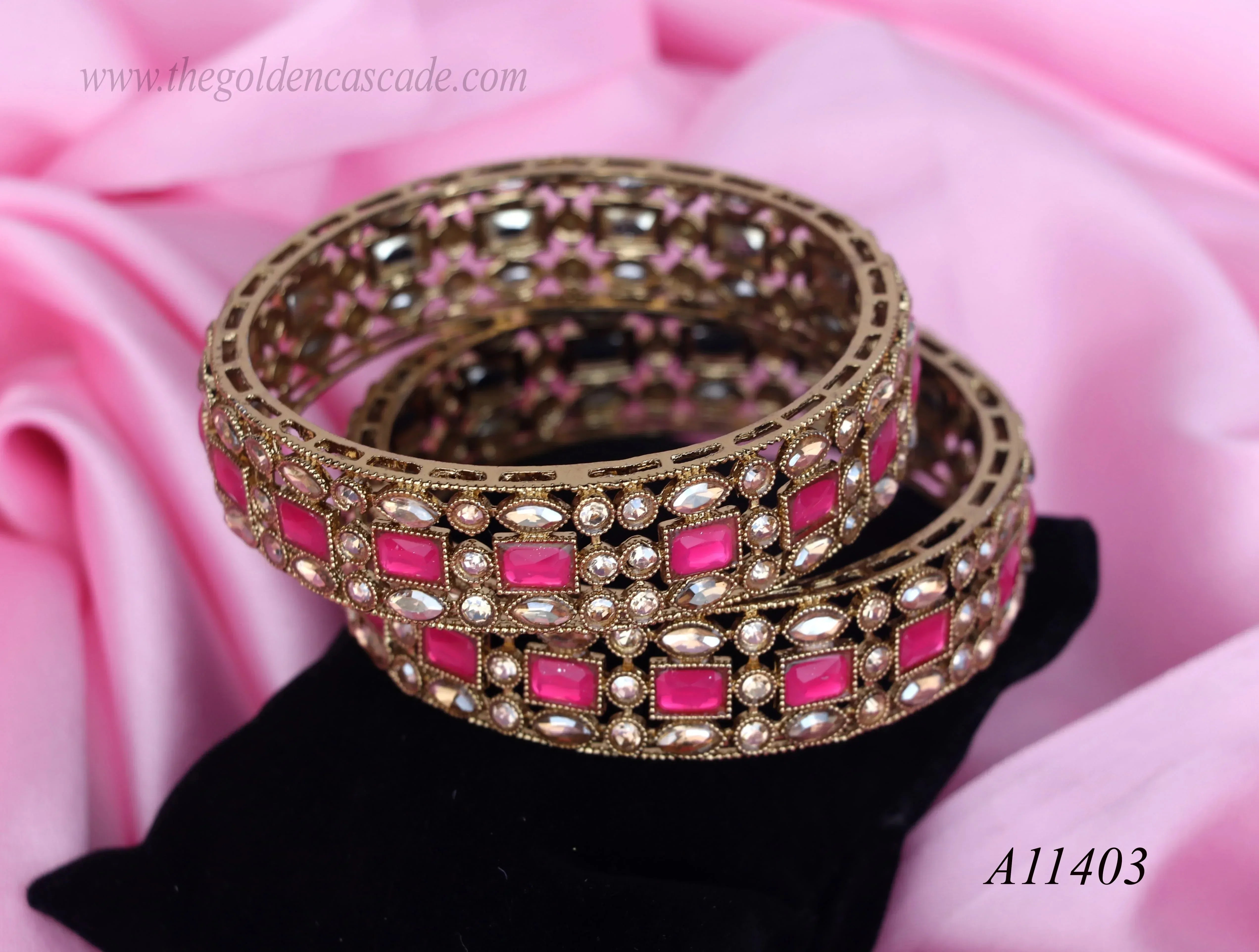 Traditional Kundan Work Metal Kada For Women (Pack of 2) - The Golden Cascade