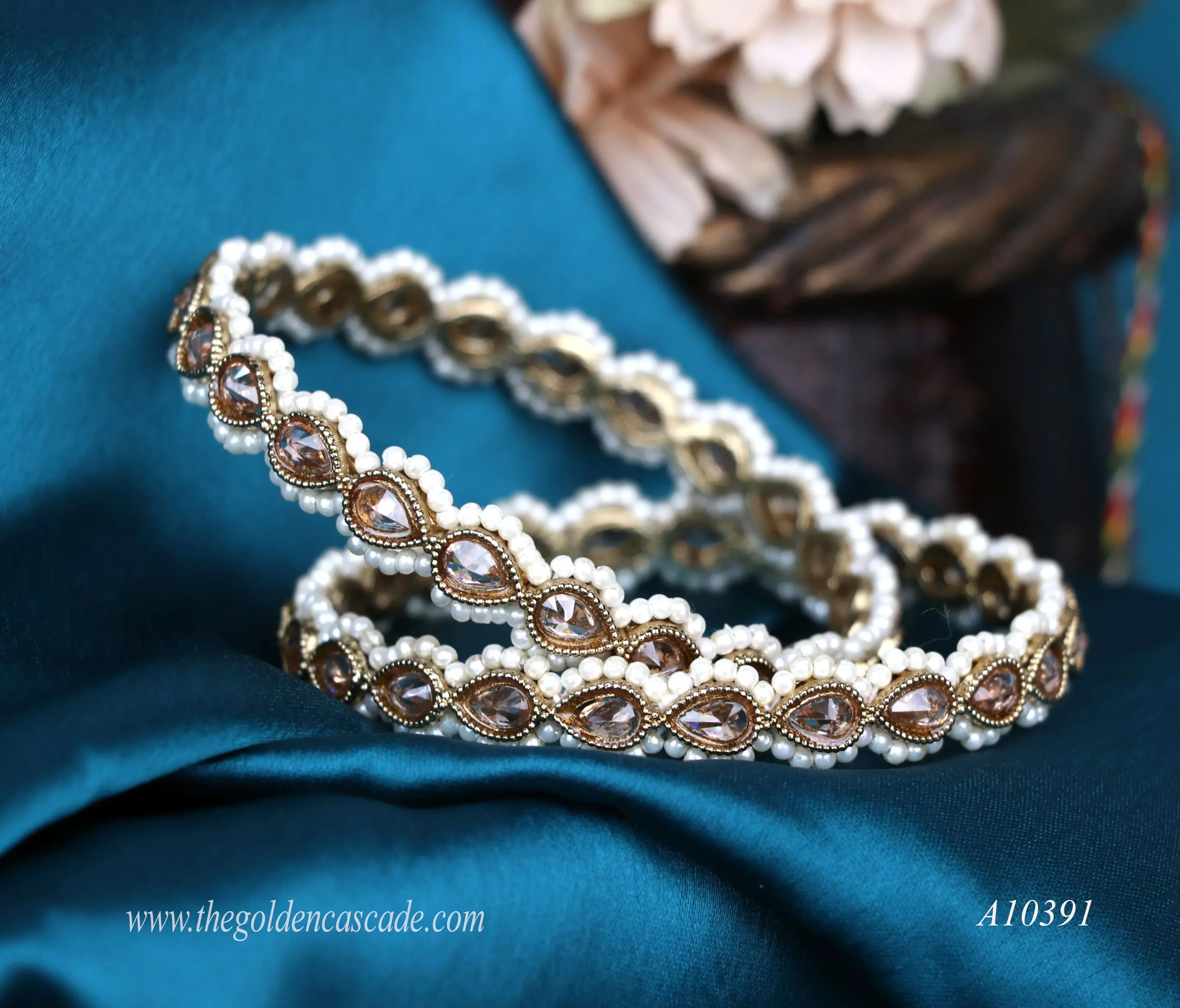 Traditional Kundan Work Metal Kada for Women (Pack of 2) - The Golden Cascade