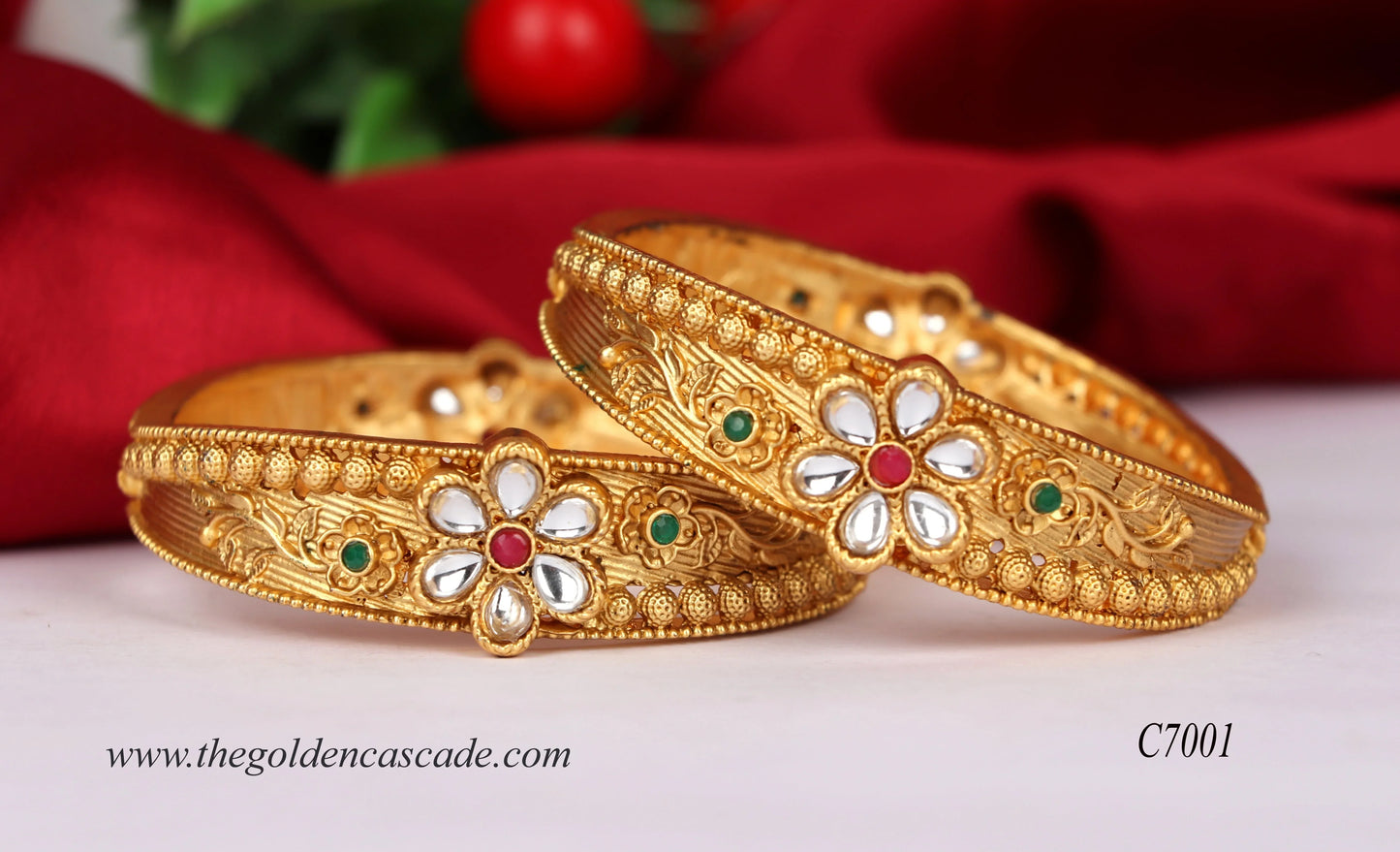 Traditional Designer Brass Kada for Women (Pack of 2) - The Golden Cascade