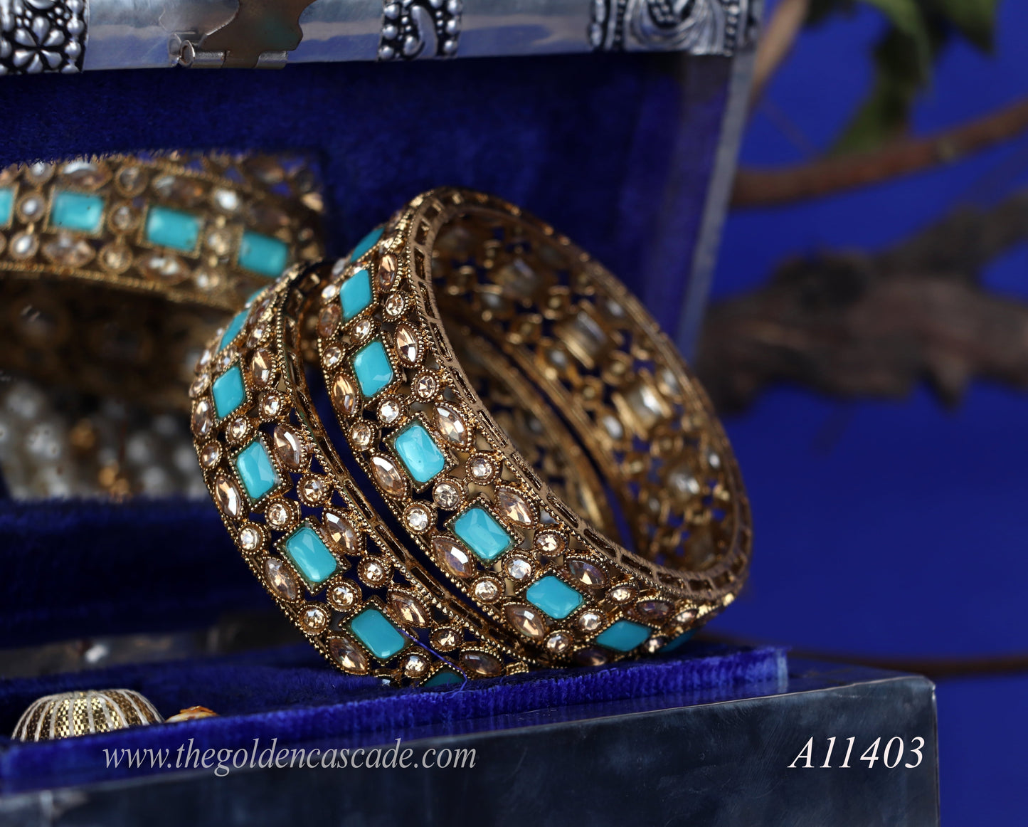 Traditional Kundan Work Metal Kada For Women (Pack of 2)