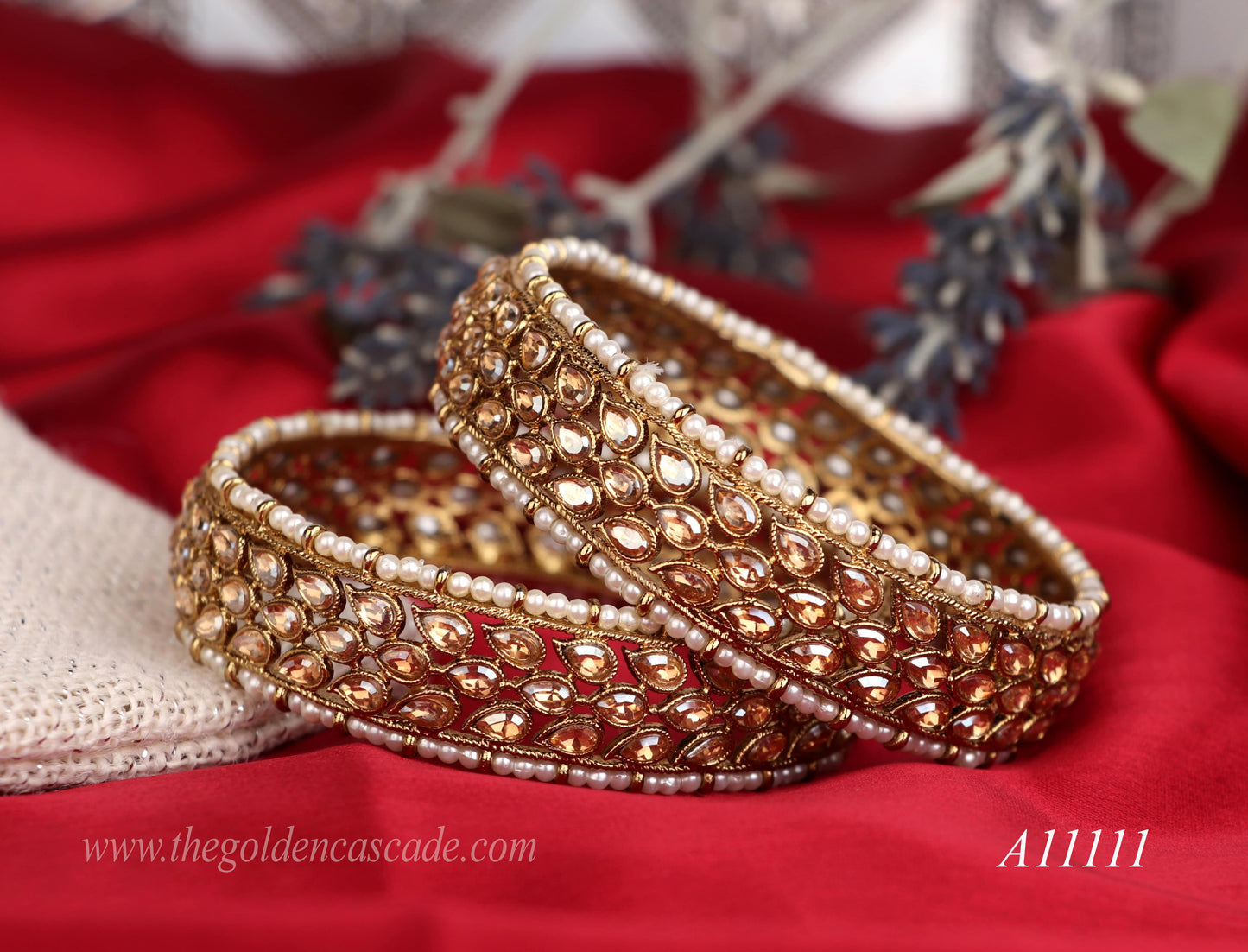 Premium Gold Plated Metal Kada for Women (Pack of 2)